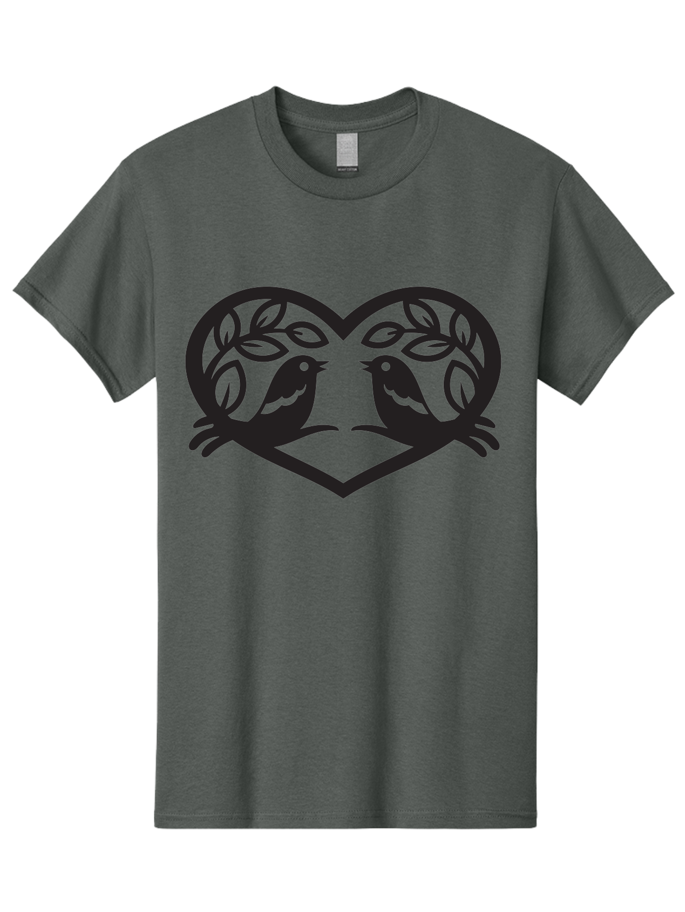 Love-Birds-Heart Men'S Graphic Tee, 100% Cotton, Comfortable Casual Summer Wear, Machine Washable, Love Birds, Heart Shape, Leafy Branches, Couple Birds, Tender Moment, Symbol Of Love, Peaceful Scene, Nature-Inspired Art Aab292 3