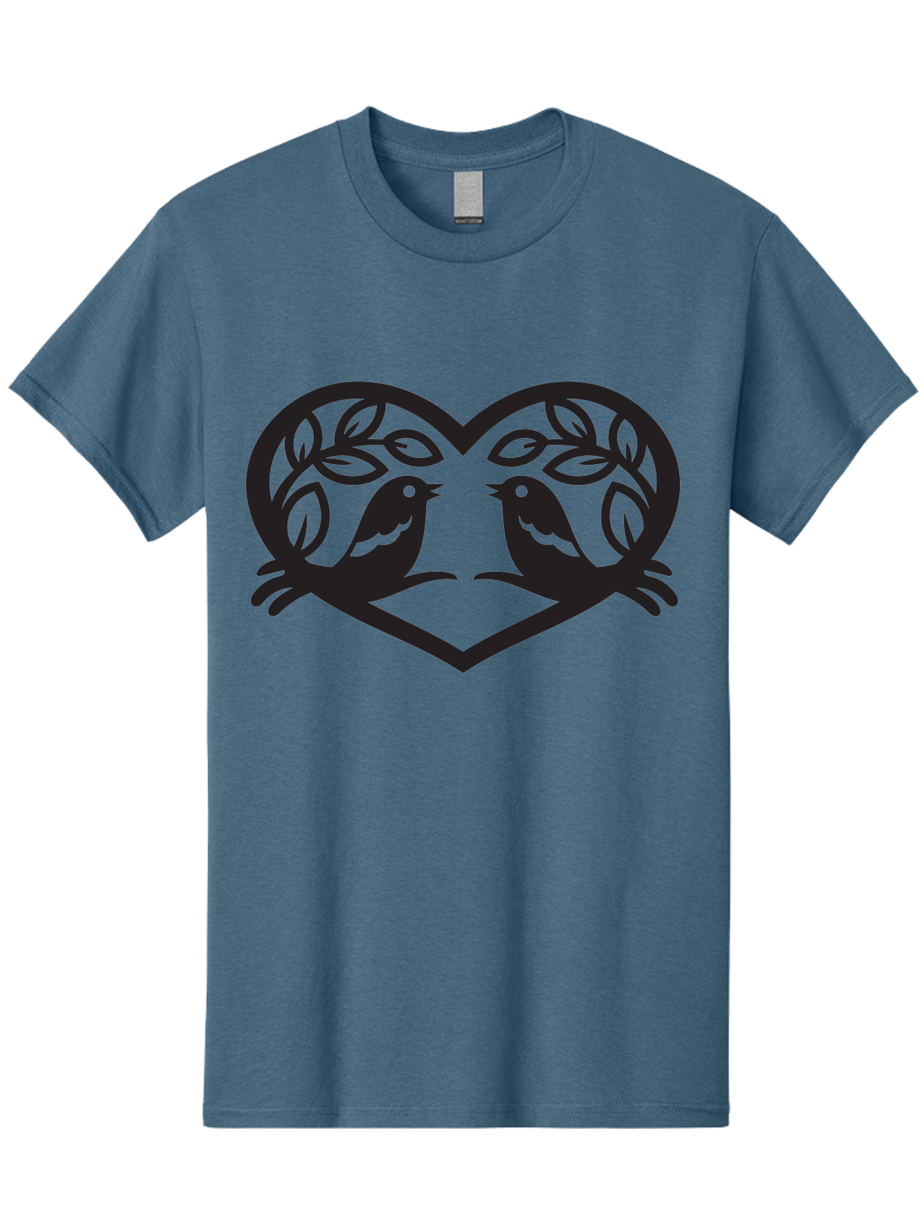Love-Birds-Heart Men'S Graphic Tee, 100% Cotton, Comfortable Casual Summer Wear, Machine Washable, Love Birds, Heart Shape, Leafy Branches, Couple Birds, Tender Moment, Symbol Of Love, Peaceful Scene, Nature-Inspired Art Aab292 21