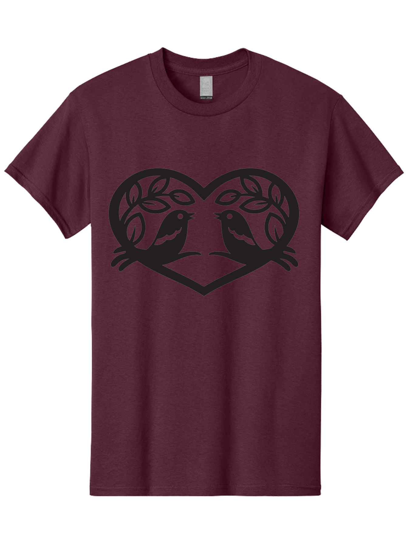 Love-Birds-Heart Men'S Graphic Tee, 100% Cotton, Comfortable Casual Summer Wear, Machine Washable, Love Birds, Heart Shape, Leafy Branches, Couple Birds, Tender Moment, Symbol Of Love, Peaceful Scene, Nature-Inspired Art Aab292 19