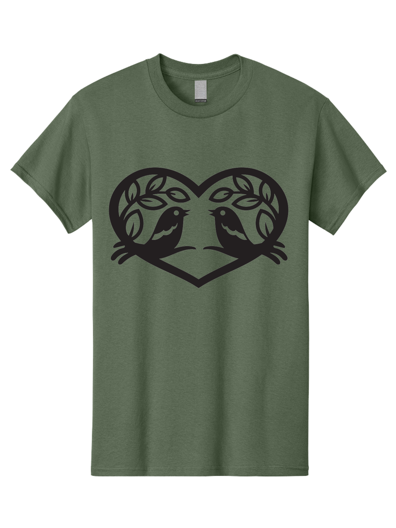 Love-Birds-Heart Men'S Graphic Tee, 100% Cotton, Comfortable Casual Summer Wear, Machine Washable, Love Birds, Heart Shape, Leafy Branches, Couple Birds, Tender Moment, Symbol Of Love, Peaceful Scene, Nature-Inspired Art Aab292 15
