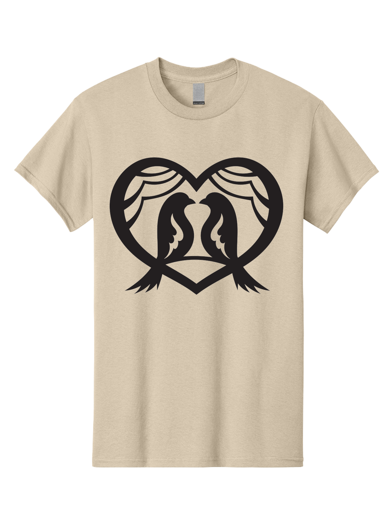 Love-Birds Men'S Graphic Tee, 100% Cotton, Comfortable Casual Summer Wear, Machine Washable, Two Doves, Doves Kissing, Heart Shape, Symbol Of Love, Peaceful Doves, Love Birds, Heart Symbol, Gentle Creatures, Symbolic Art, Dove Hearts Aab293 25
