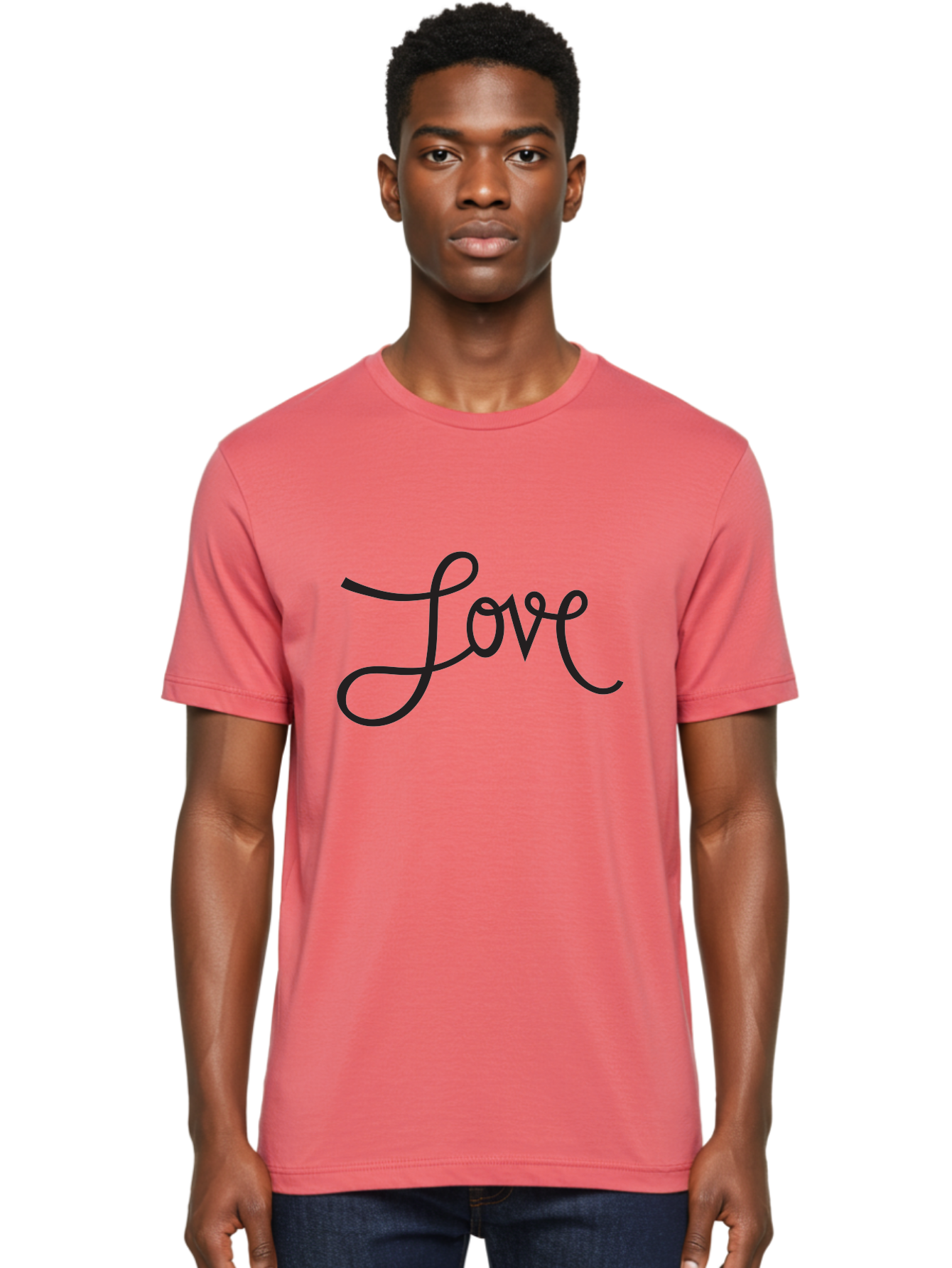 Love Men'S Graphic Tee, 100% Cotton, Comfortable Casual Summer Wear, Machine Washable, Love Typography, Cursive Font, Black Text, Romantic Quote, Affectionate Message, Heartwarming Phrase, Elegant Script Aab294 14