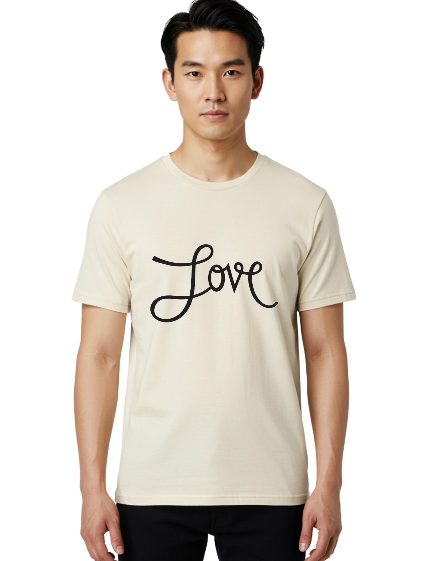 Love Men'S Graphic Tee, 100% Cotton, Comfortable Casual Summer Wear, Machine Washable, Love Typography, Cursive Font, Black Text, Romantic Quote, Affectionate Message, Heartwarming Phrase, Elegant Script Aab294 30