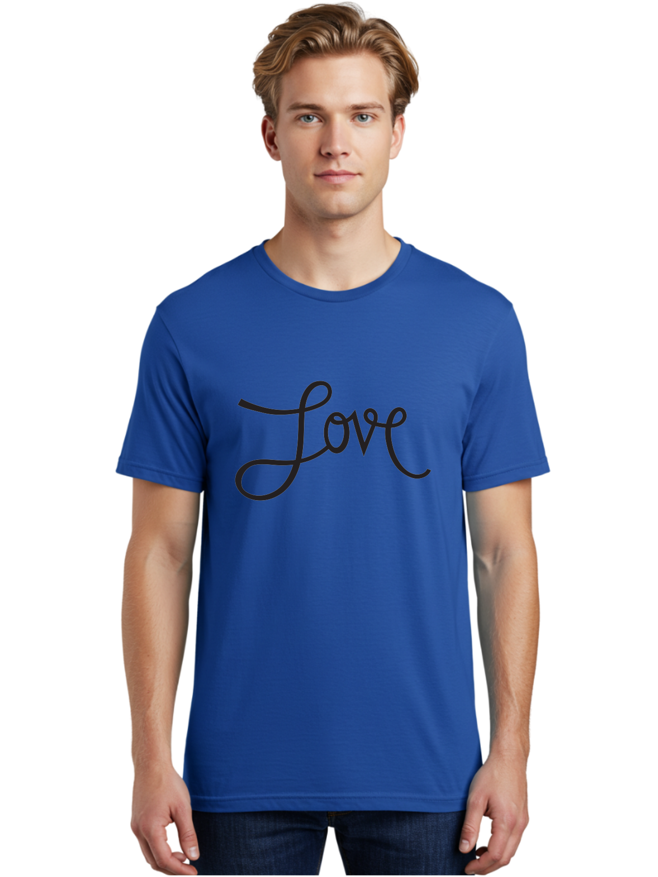 Love Men'S Graphic Tee, 100% Cotton, Comfortable Casual Summer Wear, Machine Washable, Love Typography, Cursive Font, Black Text, Romantic Quote, Affectionate Message, Heartwarming Phrase, Elegant Script Aab294 22
