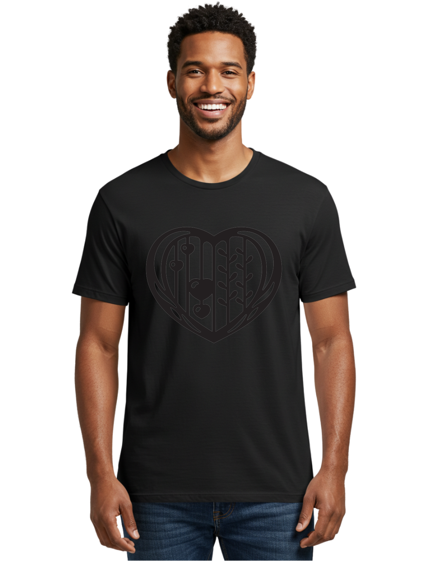 Mobile-Cage-Heart Men'S Graphic Tee, 100% Cotton, Comfortable Casual Summer Wear, Machine Washable, Heart-Shaped Cage, Bird Trapped, Love Symbol, Restricted Freedom, Emotional Confinement, Symbol Of Love, Heart, Birdcage Aab295 2