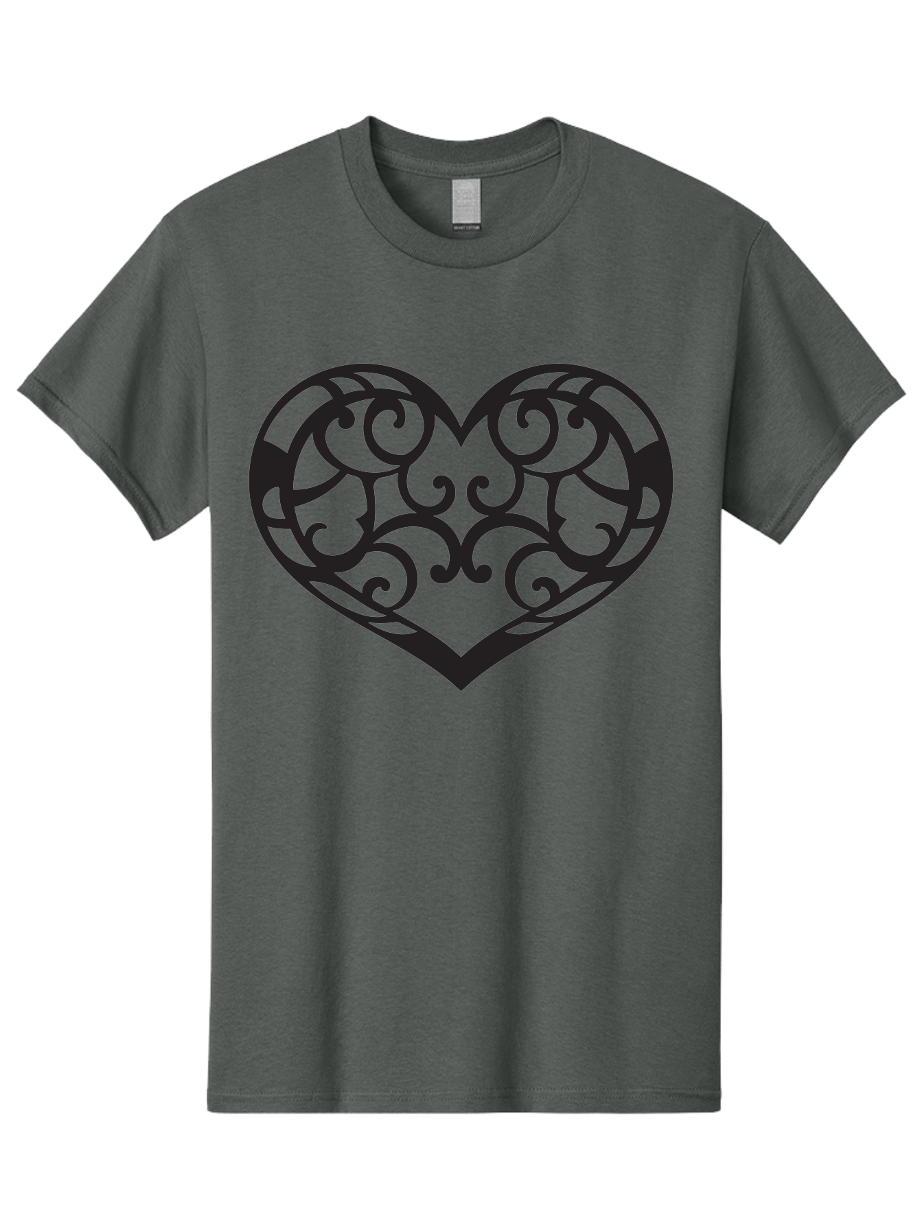 Ornate-Heart Men'S Graphic Tee, 100% Cotton, Comfortable Casual Summer Wear, Machine Washable, Ornate Heart Design, Swirling Patterns, Intricate Details, Symbolic Love, Decorative Art, Valentines Day Theme, Filigree Heart Aab296 23