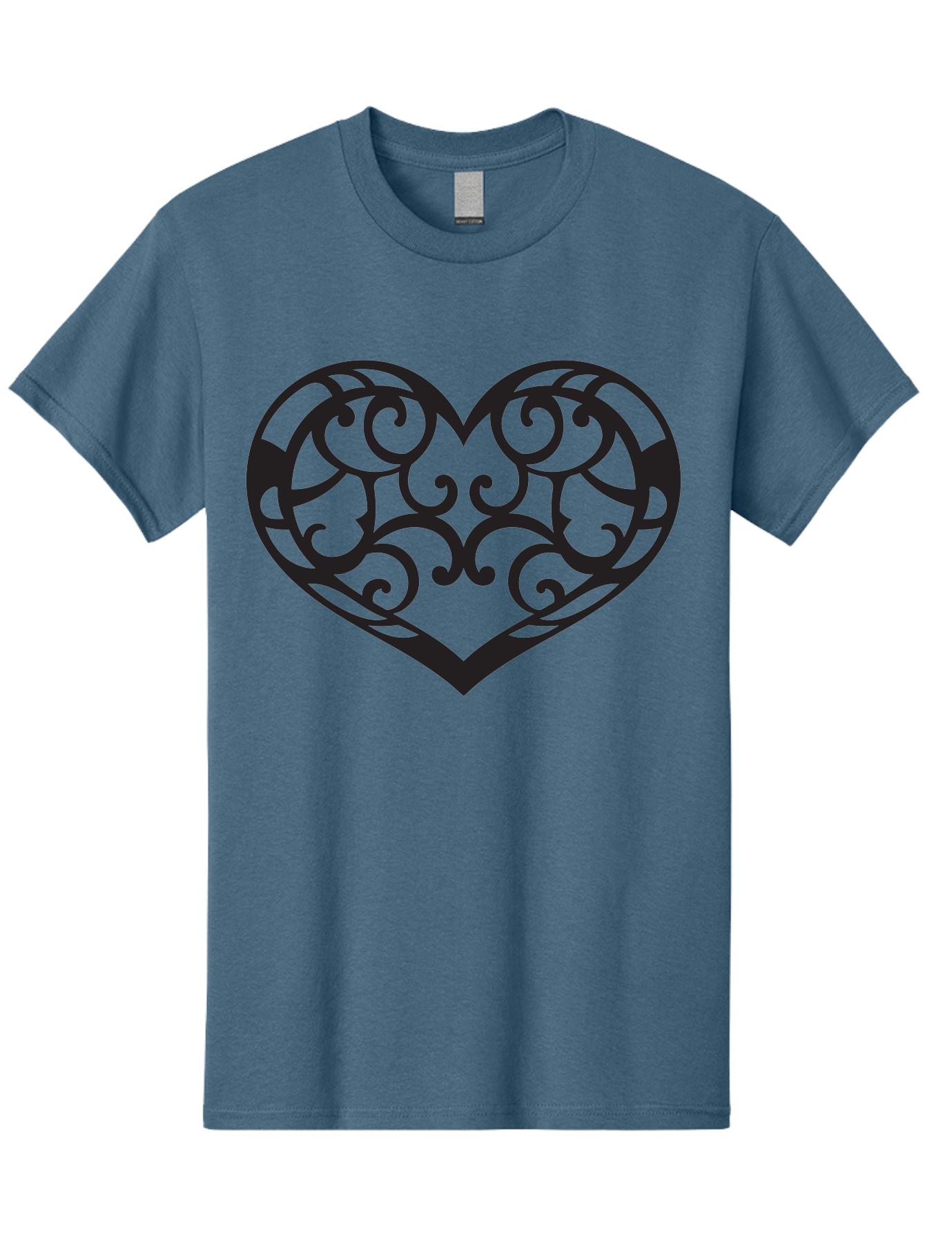Ornate-Heart Men'S Graphic Tee, 100% Cotton, Comfortable Casual Summer Wear, Machine Washable, Ornate Heart Design, Swirling Patterns, Intricate Details, Symbolic Love, Decorative Art, Valentines Day Theme, Filigree Heart Aab296 29