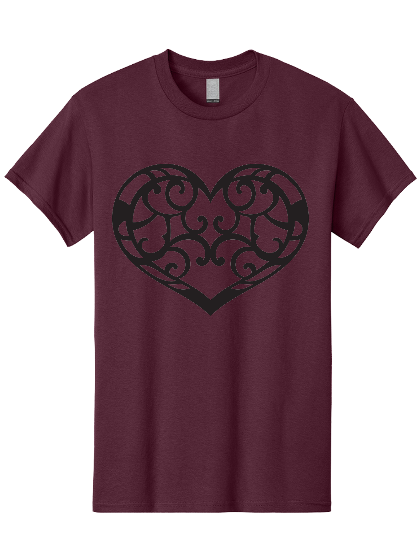 Ornate-Heart Men'S Graphic Tee, 100% Cotton, Comfortable Casual Summer Wear, Machine Washable, Ornate Heart Design, Swirling Patterns, Intricate Details, Symbolic Love, Decorative Art, Valentines Day Theme, Filigree Heart Aab296 15