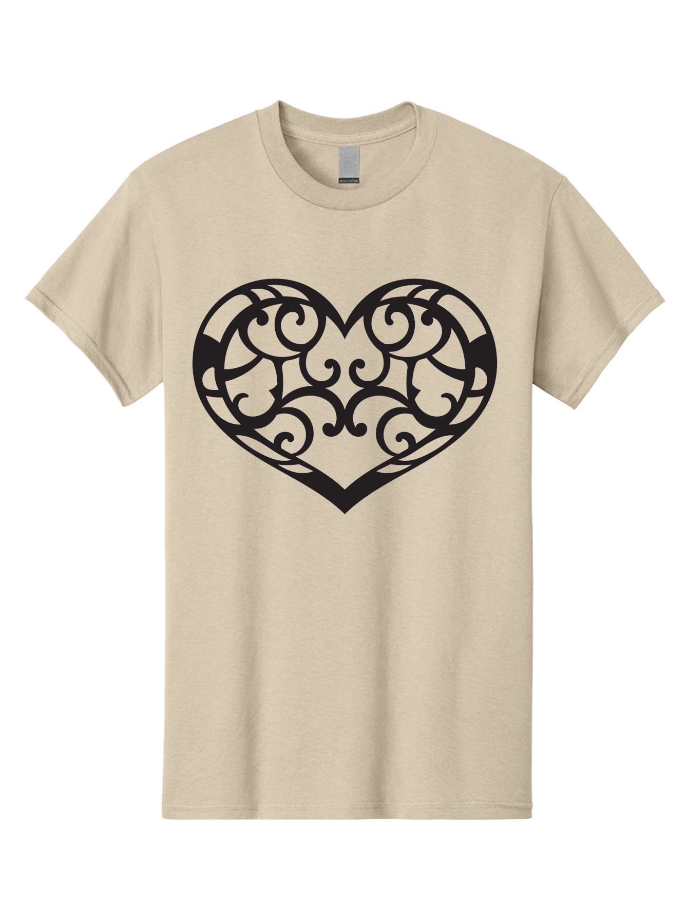 Ornate-Heart Men'S Graphic Tee, 100% Cotton, Comfortable Casual Summer Wear, Machine Washable, Ornate Heart Design, Swirling Patterns, Intricate Details, Symbolic Love, Decorative Art, Valentines Day Theme, Filigree Heart Aab296 11