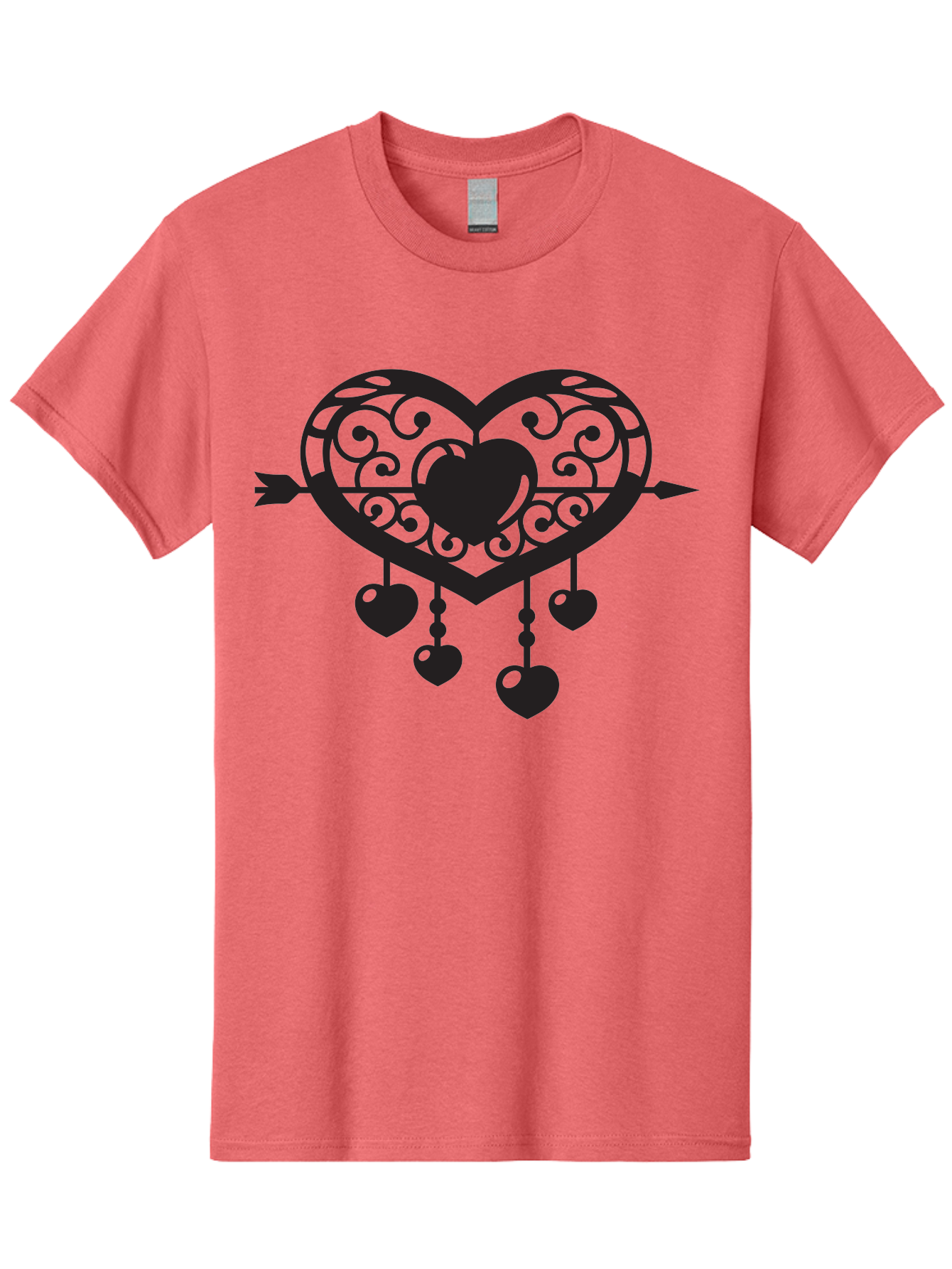 Pierced-Ornate-Heart Men'S Graphic Tee, 100% Cotton, Comfortable Casual Summer Wear, Machine Washable, Heart Pierced By Arrow, Ornate Heart Design, Dangling Hearts, Symbolic Love, Valentines Day Theme, Decorative Hearts, Romantic Gesture, Aab297 15