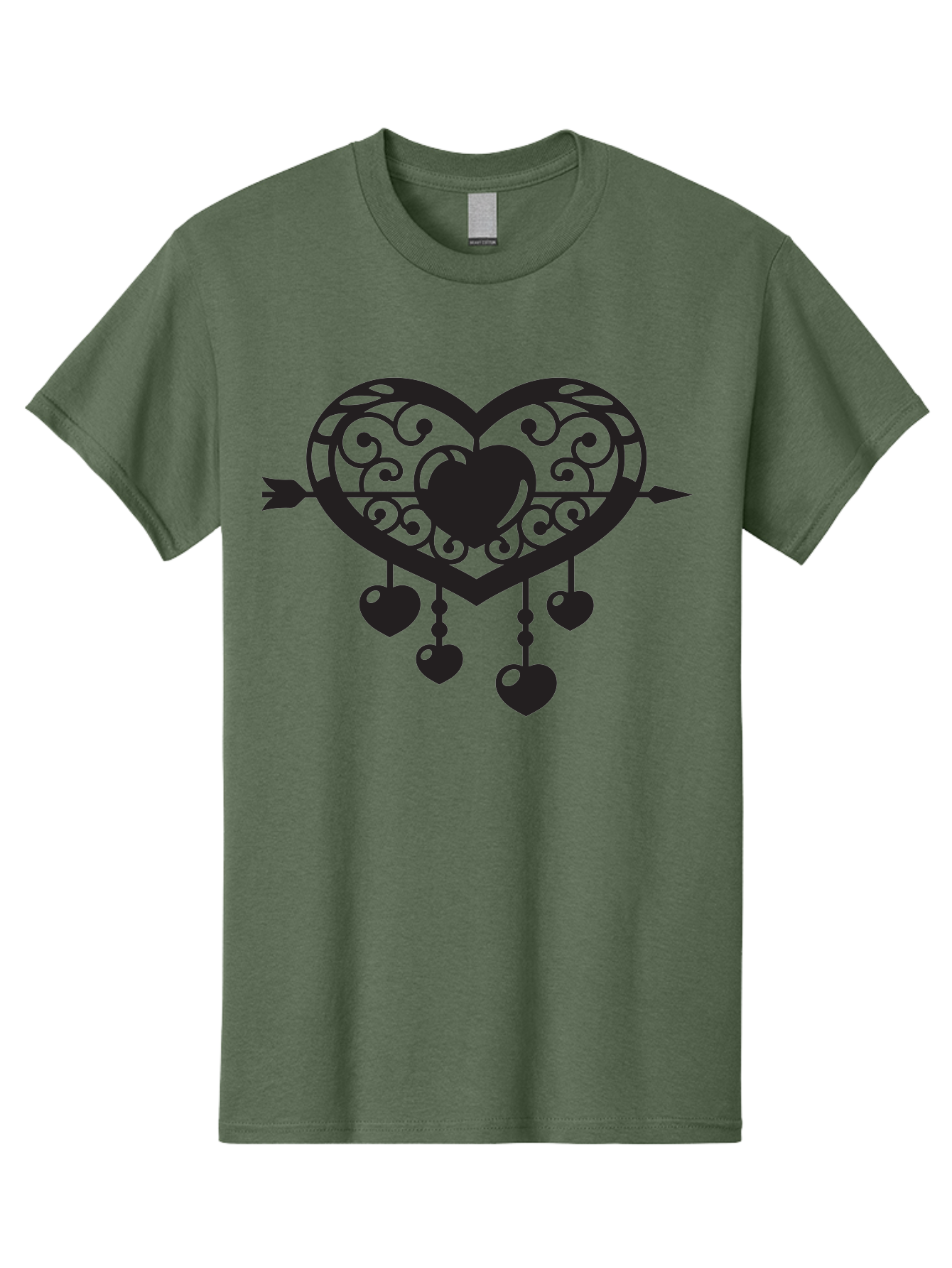 Pierced-Ornate-Heart Men'S Graphic Tee, 100% Cotton, Comfortable Casual Summer Wear, Machine Washable, Heart Pierced By Arrow, Ornate Heart Design, Dangling Hearts, Symbolic Love, Valentines Day Theme, Decorative Hearts, Romantic Gesture, Aab297 1