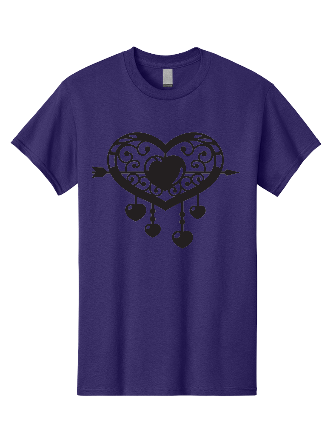 Pierced-Ornate-Heart Men'S Graphic Tee, 100% Cotton, Comfortable Casual Summer Wear, Machine Washable, Heart Pierced By Arrow, Ornate Heart Design, Dangling Hearts, Symbolic Love, Valentines Day Theme, Decorative Hearts, Romantic Gesture, Aab297 11