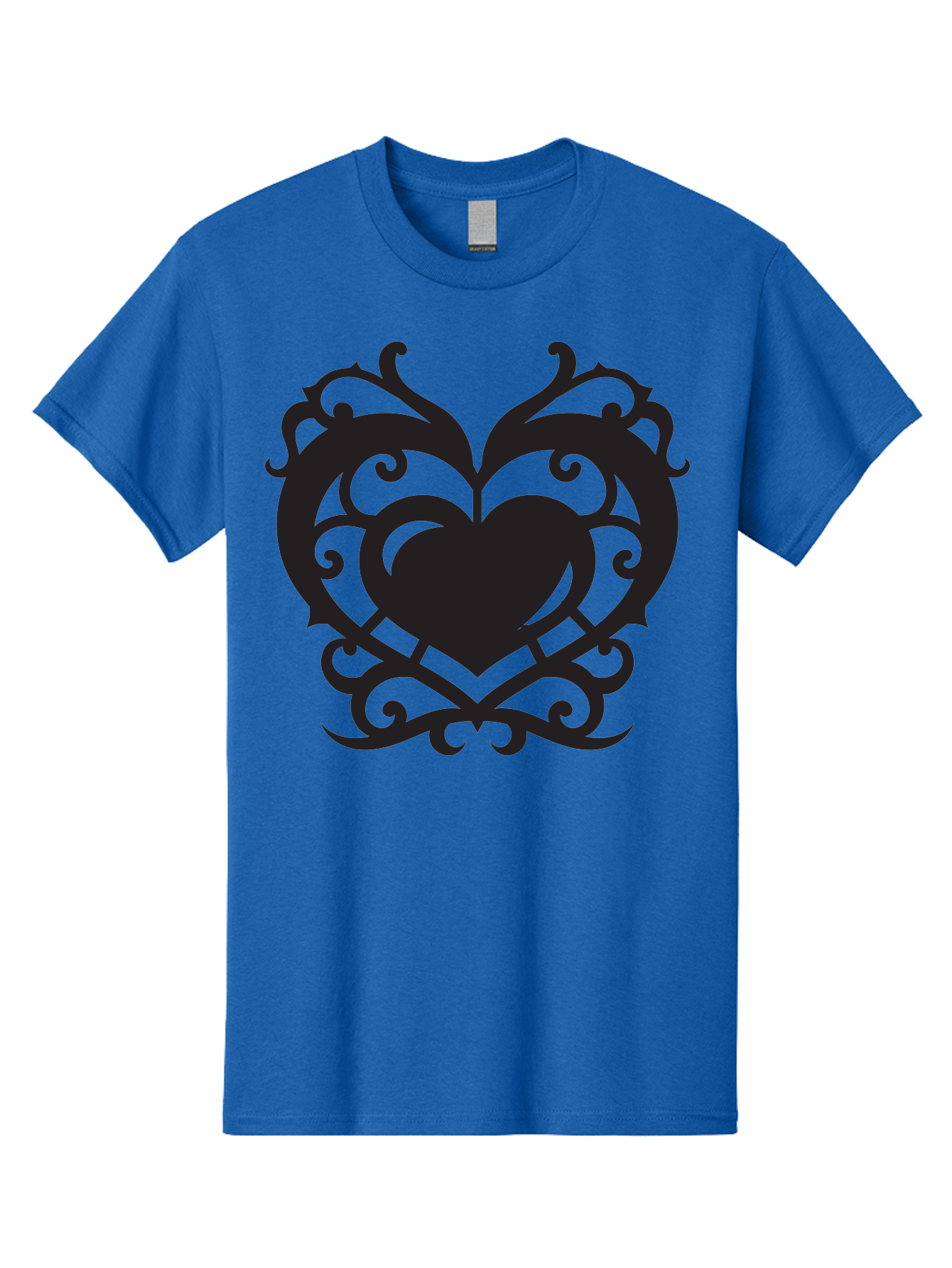 Tribal-Heart Men'S Graphic Tee, 100% Cotton, Comfortable Casual Summer Wear, Machine Washable, Heart Symbol, Decorative Heart, Gothic Design, Intricate Patterns, Filigree Art, Symbolic Love, Ornate Details, Heart Shape, Elegant Design, Aab300 21