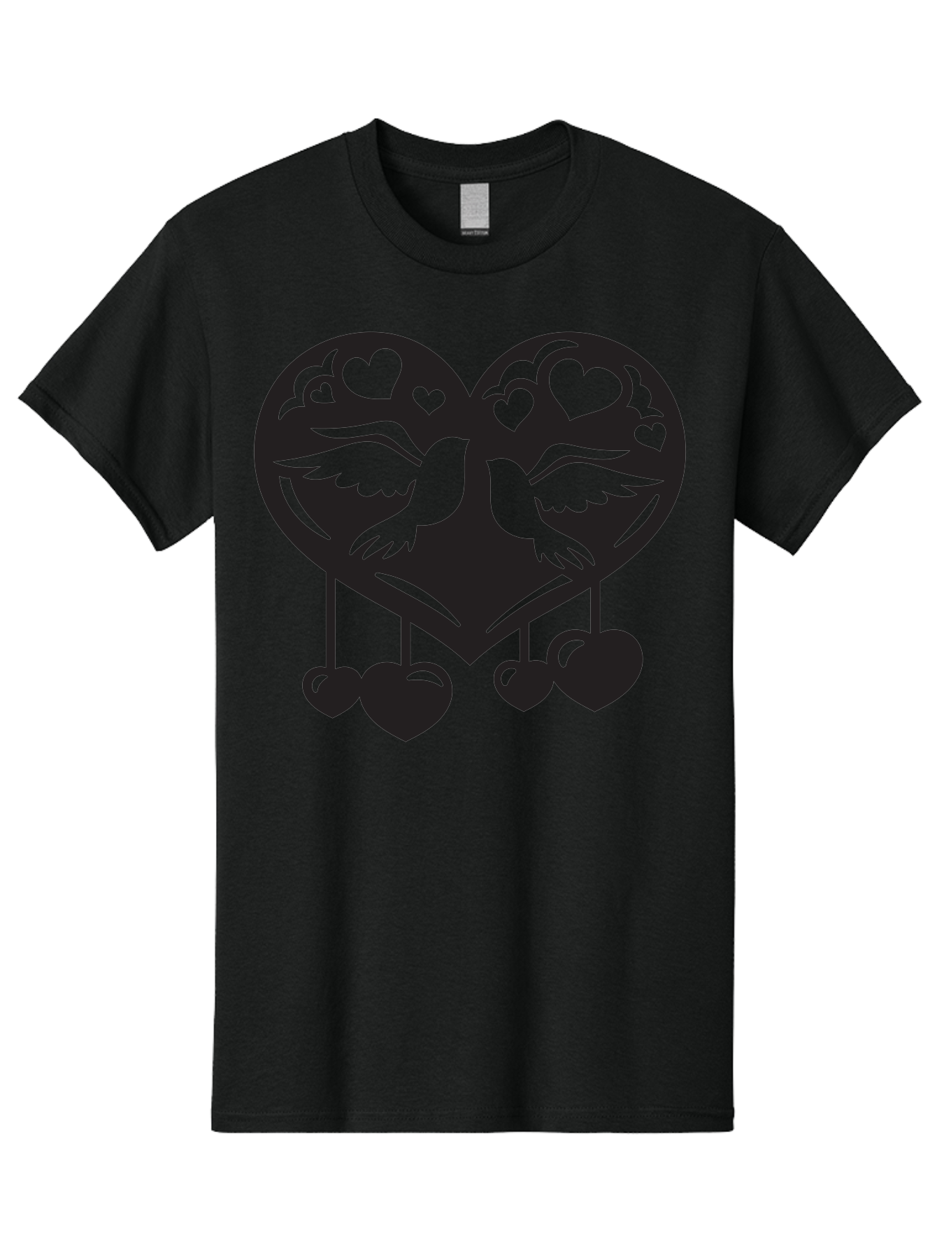 Two-Birds-Heart Men'S Graphic Tee, 100% Cotton, Comfortable Casual Summer Wear, Machine Washable, Love Birds, Couple Love, Heart Shape, Birds Flying, Hearts Hanging, Love Symbol, Valentines Day, Heart Decorations, Symbolic Love, Aab303 19