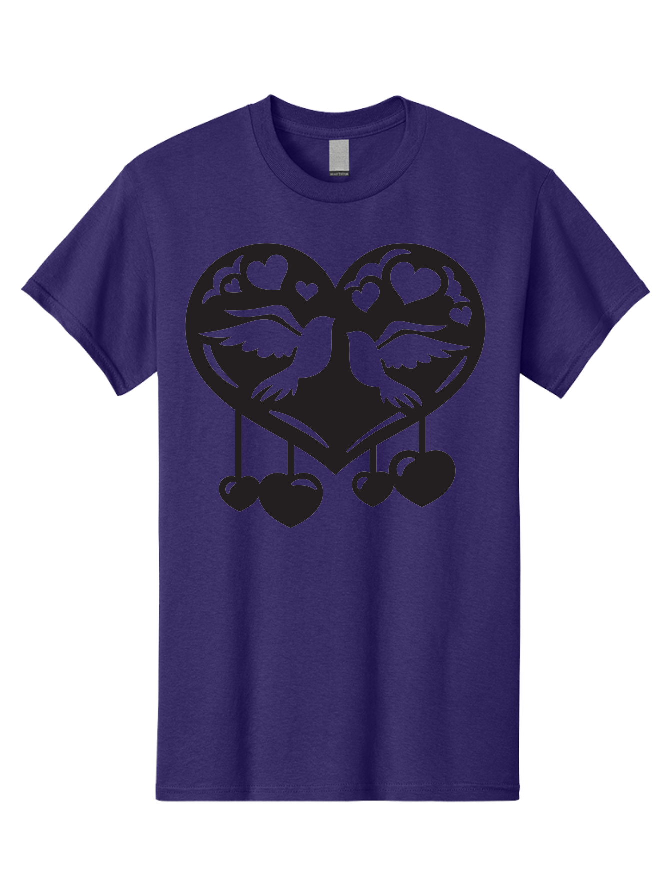 Two-Birds-Heart Men'S Graphic Tee, 100% Cotton, Comfortable Casual Summer Wear, Machine Washable, Love Birds, Couple Love, Heart Shape, Birds Flying, Hearts Hanging, Love Symbol, Valentines Day, Heart Decorations, Symbolic Love, Aab303 25