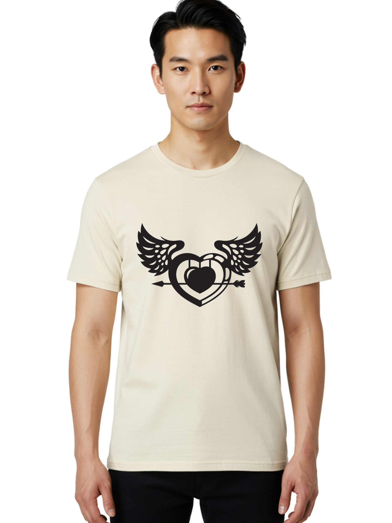 Winged-Heart Men'S Graphic Tee, 100% Cotton, Comfortable Casual Summer Wear, Machine Washable, Heart With Wings, Arrow Through Heart, Love Symbol, Cupid Inspiration, Heart Design, Winged Heart, Love Art, Valentines Day Theme, Heart With Arrow Aab304 10