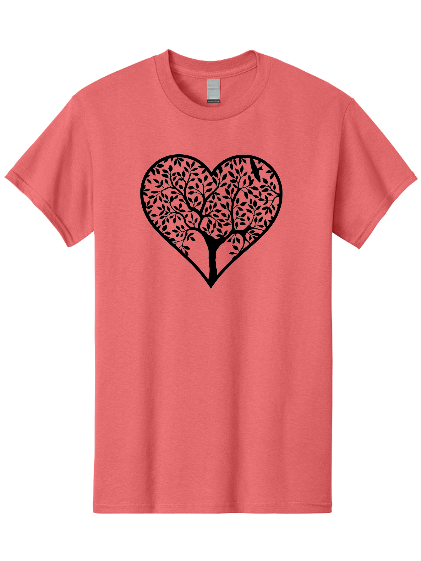 Tree-Of-Life-Heart-1 Men'S Graphic Tee, 100% Cotton, Comfortable Casual Summer Wear, Machine Washable, Tree In Heart Shape, Symbolic Representation, Love For Nature, Eco-Friendly, Black Silhouette Design, Leafy Branches, Valentines Day Theme, Aab306 29