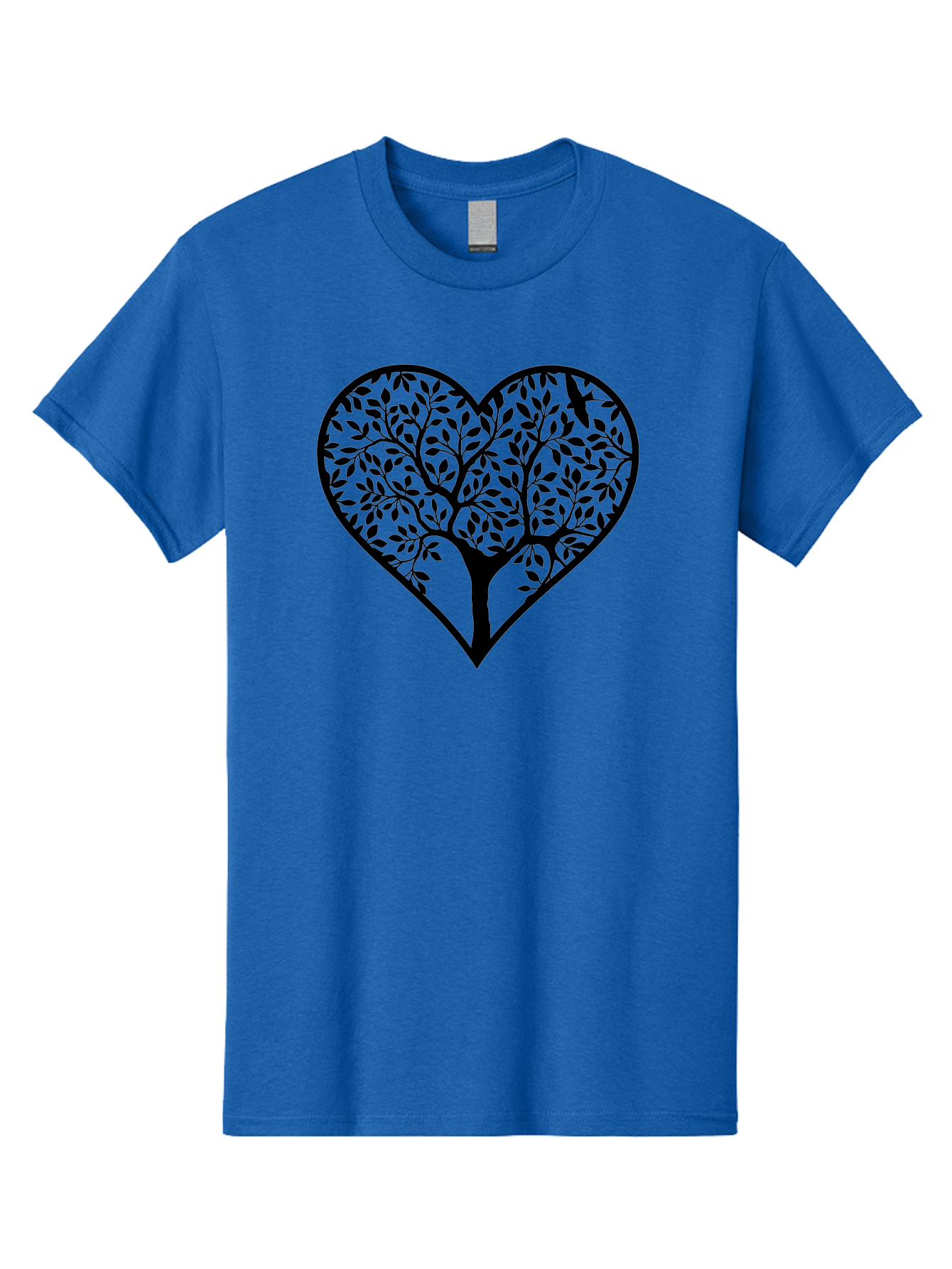 Tree-Of-Life-Heart-1 Men'S Graphic Tee, 100% Cotton, Comfortable Casual Summer Wear, Machine Washable, Tree In Heart Shape, Symbolic Representation, Love For Nature, Eco-Friendly, Black Silhouette Design, Leafy Branches, Valentines Day Theme, Aab306 5