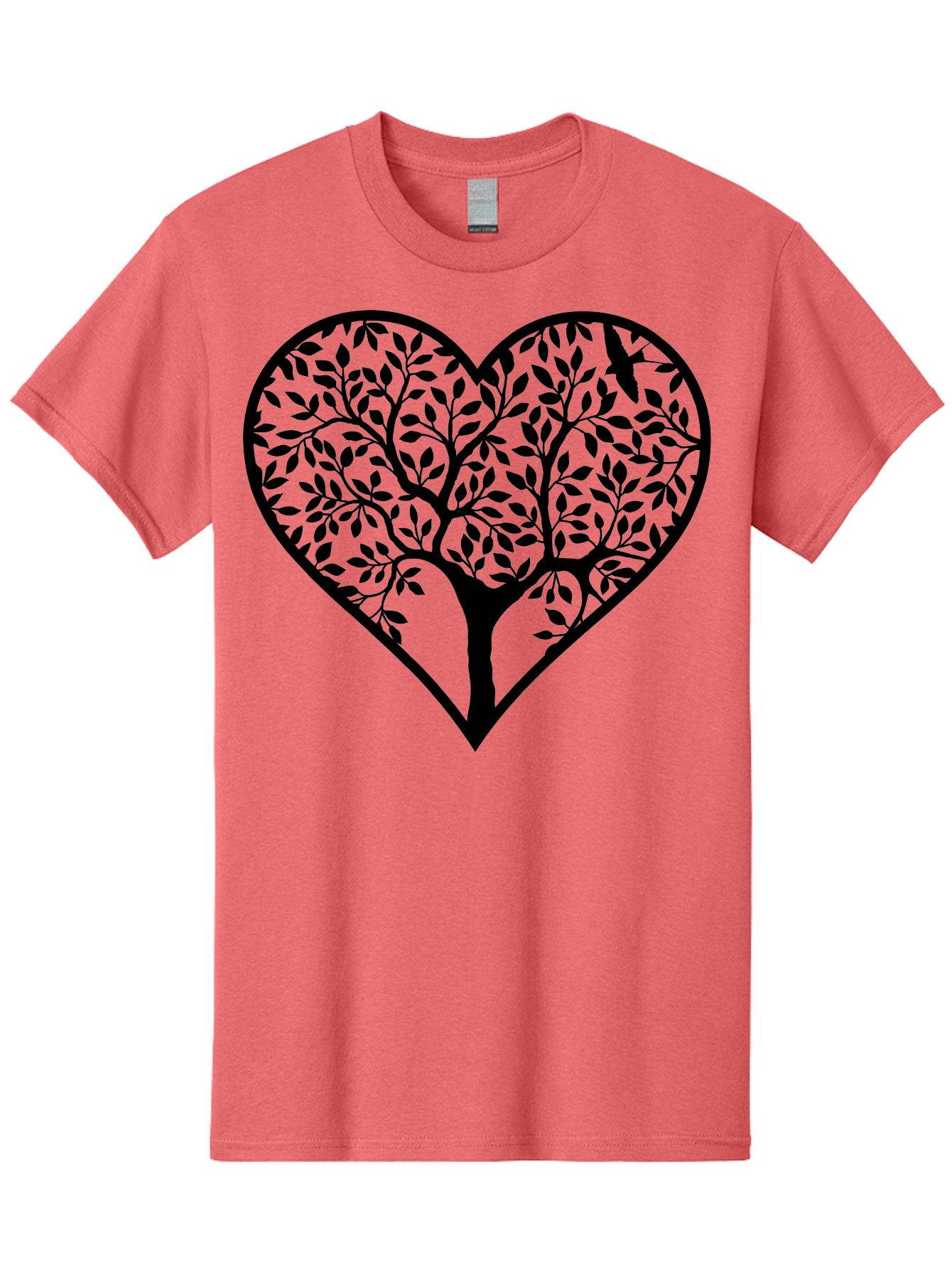 Tree-Of-Life-Heart-2 Men'S Graphic Tee, 100% Cotton, Comfortable Casual Summer Wear, Machine Washable, Tree Of Life, Heart Shape, Black Silhouette, Leaves, Branches, Love Symbol, Nature-Inspired Design, Eco-Friendly, Symbolic Art, Aab307 7