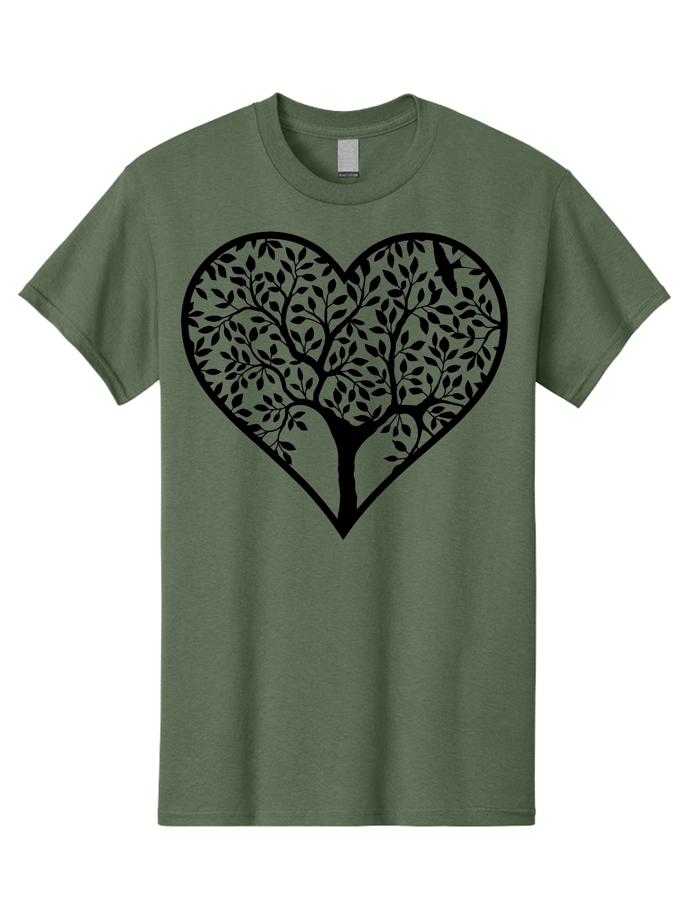 Tree-Of-Life-Heart-2 Men'S Graphic Tee, 100% Cotton, Comfortable Casual Summer Wear, Machine Washable, Tree Of Life, Heart Shape, Black Silhouette, Leaves, Branches, Love Symbol, Nature-Inspired Design, Eco-Friendly, Symbolic Art, Aab307 19