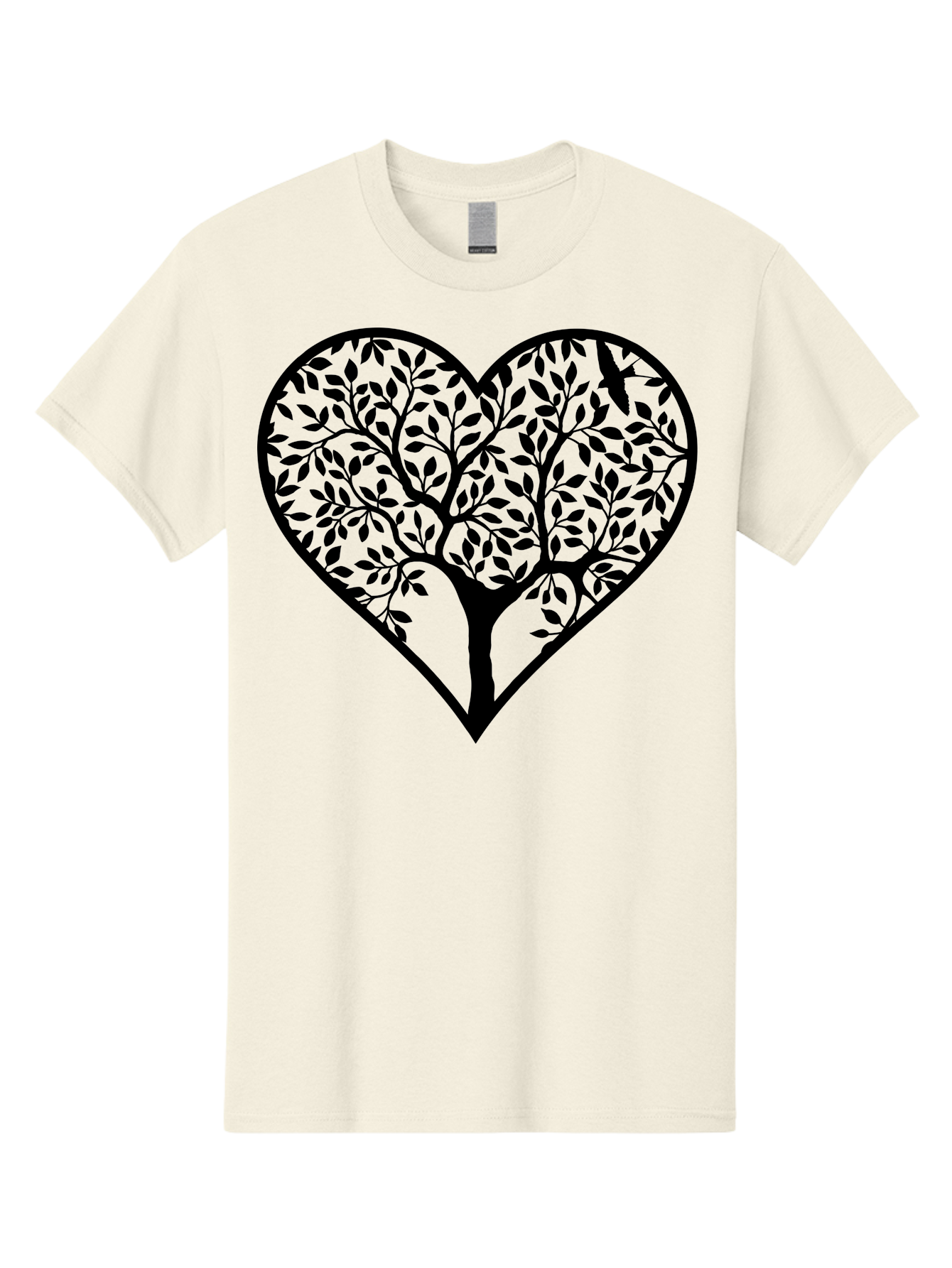 Tree-Of-Life-Heart-2 Men'S Graphic Tee, 100% Cotton, Comfortable Casual Summer Wear, Machine Washable, Tree Of Life, Heart Shape, Black Silhouette, Leaves, Branches, Love Symbol, Nature-Inspired Design, Eco-Friendly, Symbolic Art, Aab307 21