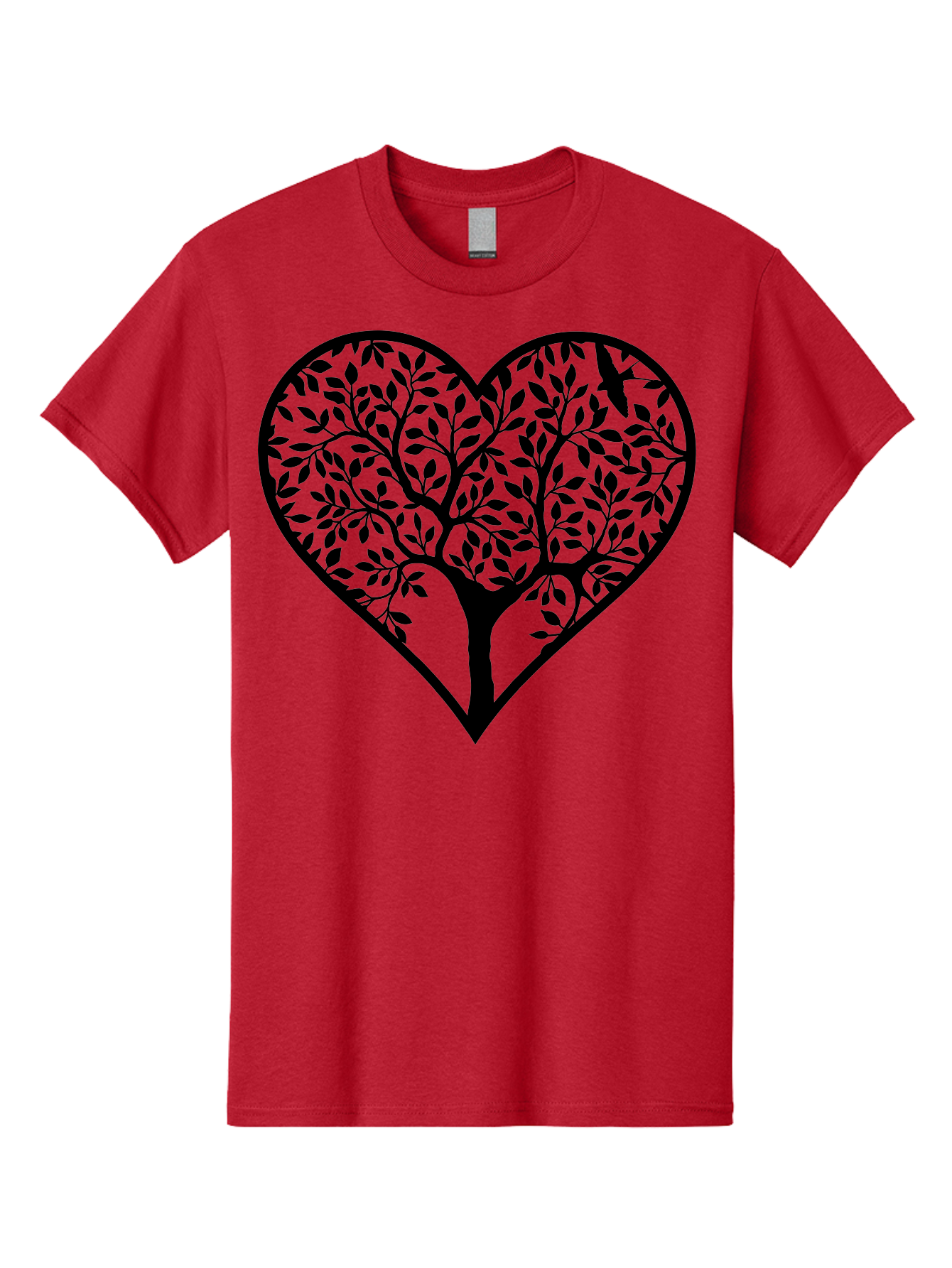 Tree-Of-Life-Heart-2 Men'S Graphic Tee, 100% Cotton, Comfortable Casual Summer Wear, Machine Washable, Tree Of Life, Heart Shape, Black Silhouette, Leaves, Branches, Love Symbol, Nature-Inspired Design, Eco-Friendly, Symbolic Art, Aab307 3