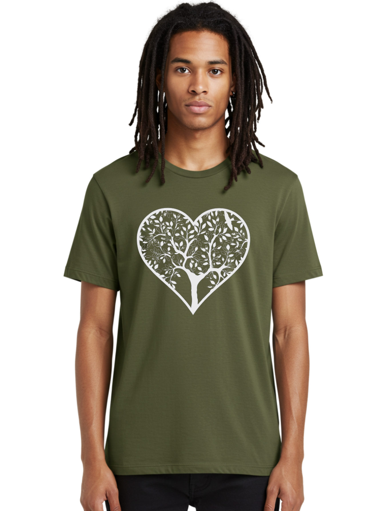 Tree-Of-Life-Heart Men'S Graphic Tee, 100% Cotton, Comfortable Casual Summer Wear, Machine Washable, Tree In Heart Shape, Leafy Branches, Symbolic Art, Love And Nature, Heart-Shaped Tree, Intricate Design, Symbolic Representation, Aab308 4