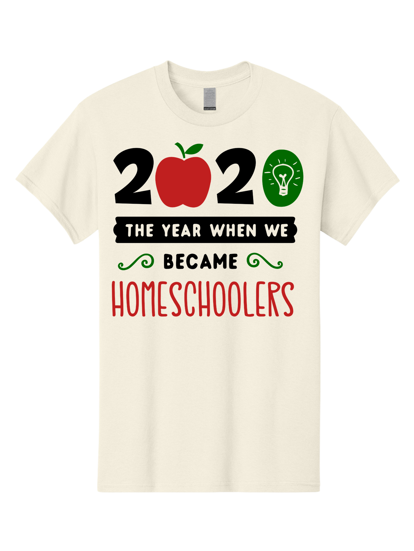 2020-The-Year-When-We-Became-Homeschoolers-3 Men'S Graphic Tee, 100% Cotton, Comfortable Casual Summer Wear, Machine Washable, Homeschooling, Homeschoolers, 2020, Apple, Light Bulb, Year Of Change, Educational Shift, Learning At Home, Aab311 29
