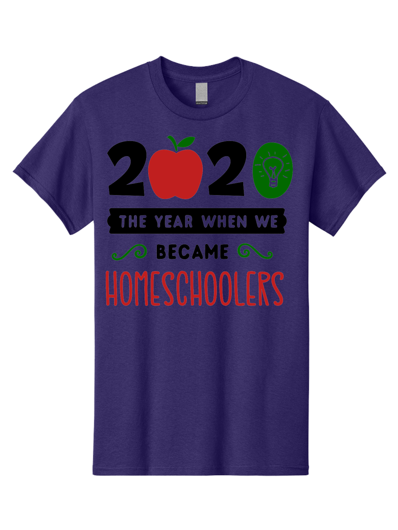 2020-The-Year-When-We-Became-Homeschoolers-3 Men'S Graphic Tee, 100% Cotton, Comfortable Casual Summer Wear, Machine Washable, Homeschooling, Homeschoolers, 2020, Apple, Light Bulb, Year Of Change, Educational Shift, Learning At Home, Aab311 19