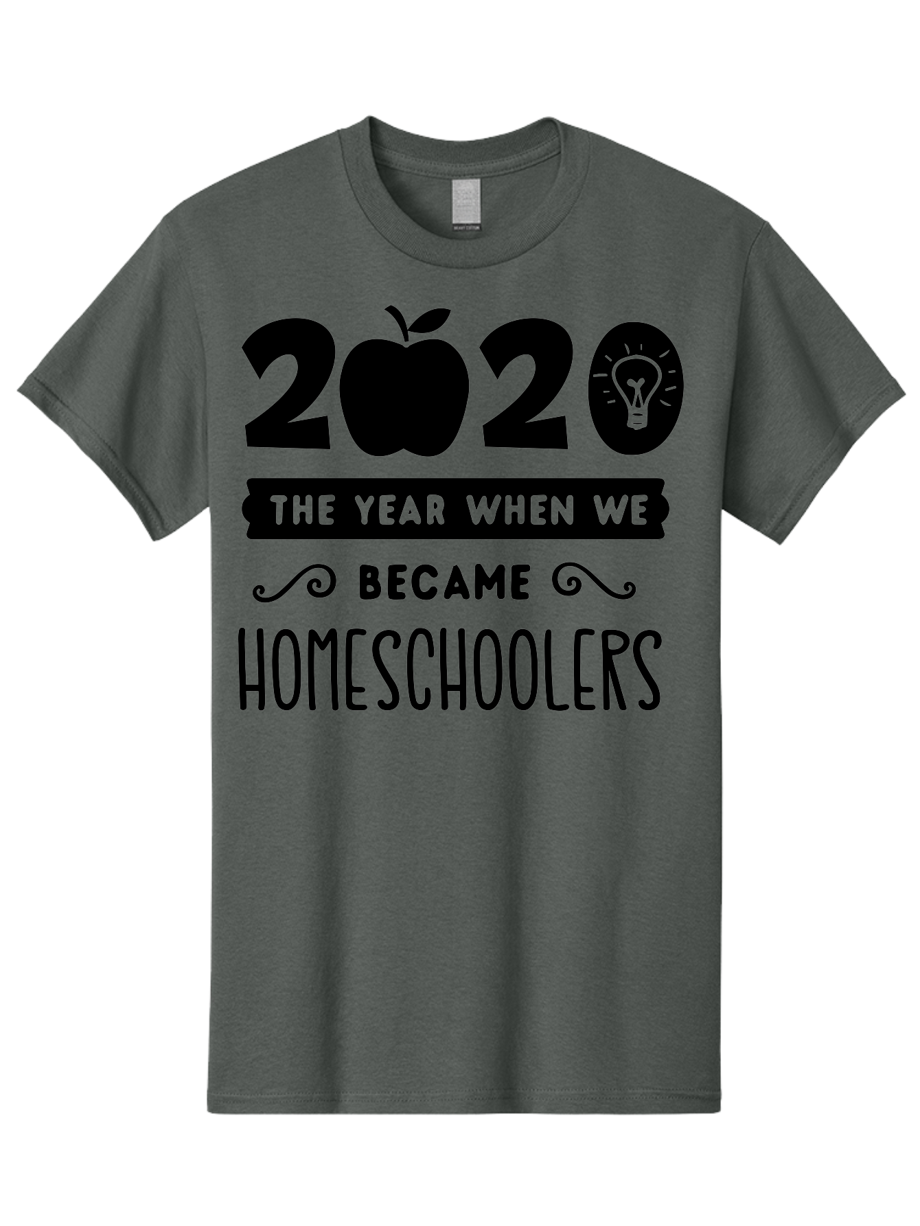 2020-The-Year-When-We-Became-Homeschoolers Men'S Graphic Tee, 100% Cotton, Comfortable Casual Summer Wear, Machine Washable, Homeschooling, Online Learning, Education, 2020, Homeschoolers, Apple, Lightbulb, School Year, Aab312 23