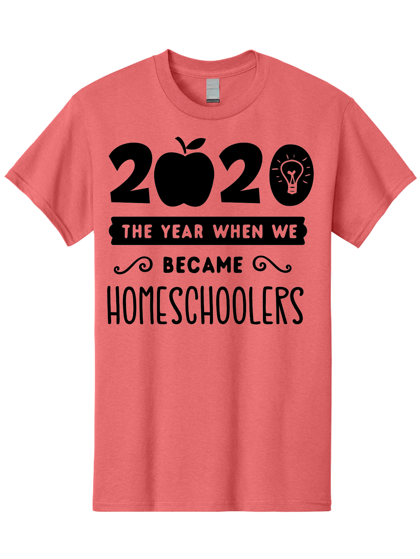2020-The-Year-When-We-Became-Homeschoolers Men'S Graphic Tee, 100% Cotton, Comfortable Casual Summer Wear, Machine Washable, Homeschooling, Online Learning, Education, 2020, Homeschoolers, Apple, Lightbulb, School Year, Aab312 29