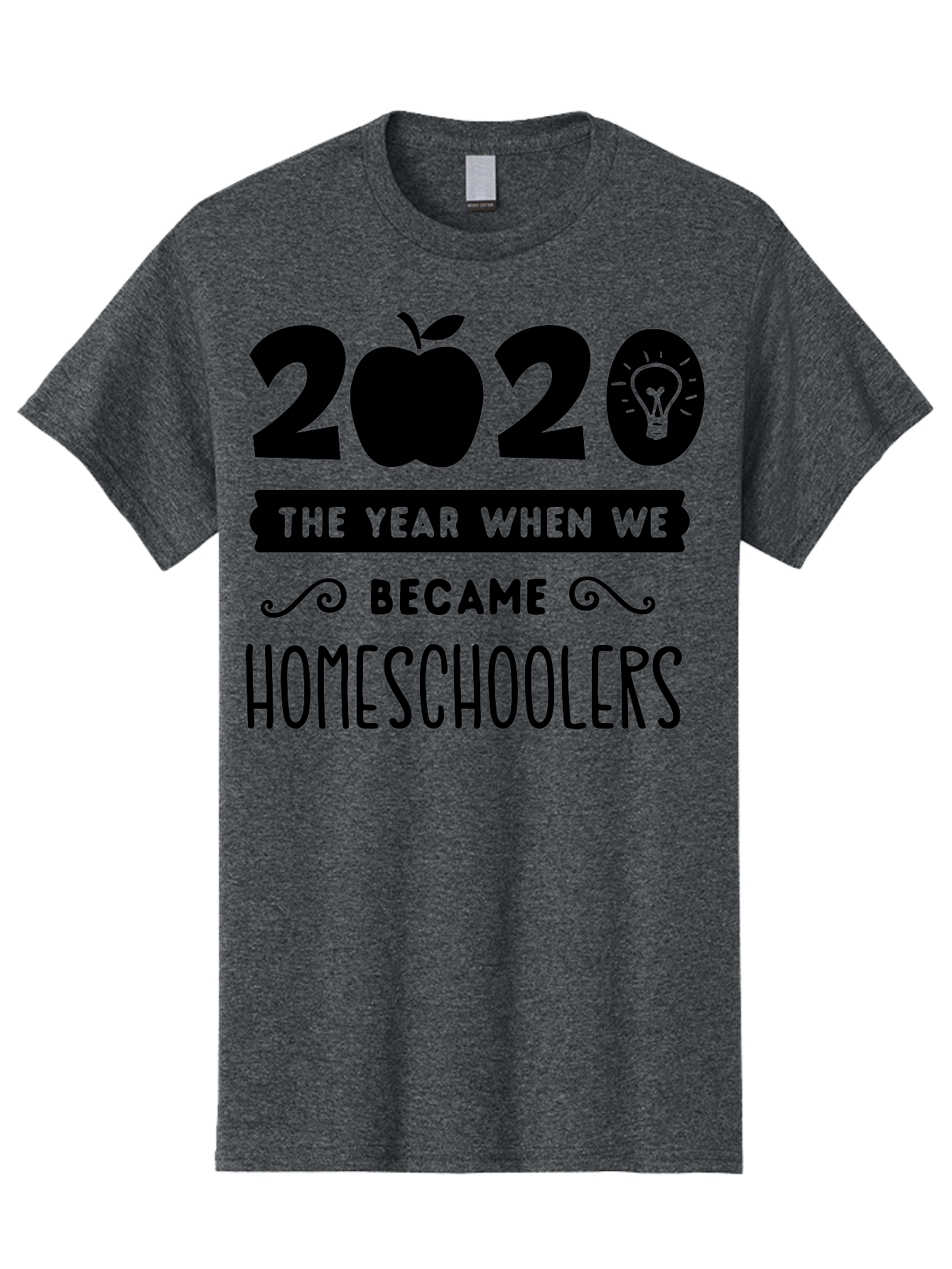 2020-The-Year-When-We-Became-Homeschoolers Men'S Graphic Tee, 100% Cotton, Comfortable Casual Summer Wear, Machine Washable, Homeschooling, Online Learning, Education, 2020, Homeschoolers, Apple, Lightbulb, School Year, Aab312 11