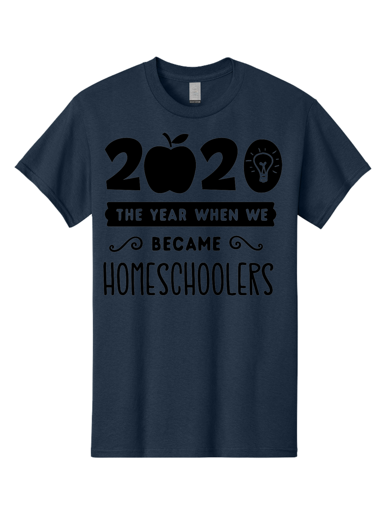 2020-The-Year-When-We-Became-Homeschoolers Men'S Graphic Tee, 100% Cotton, Comfortable Casual Summer Wear, Machine Washable, Homeschooling, Online Learning, Education, 2020, Homeschoolers, Apple, Lightbulb, School Year, Aab312 15