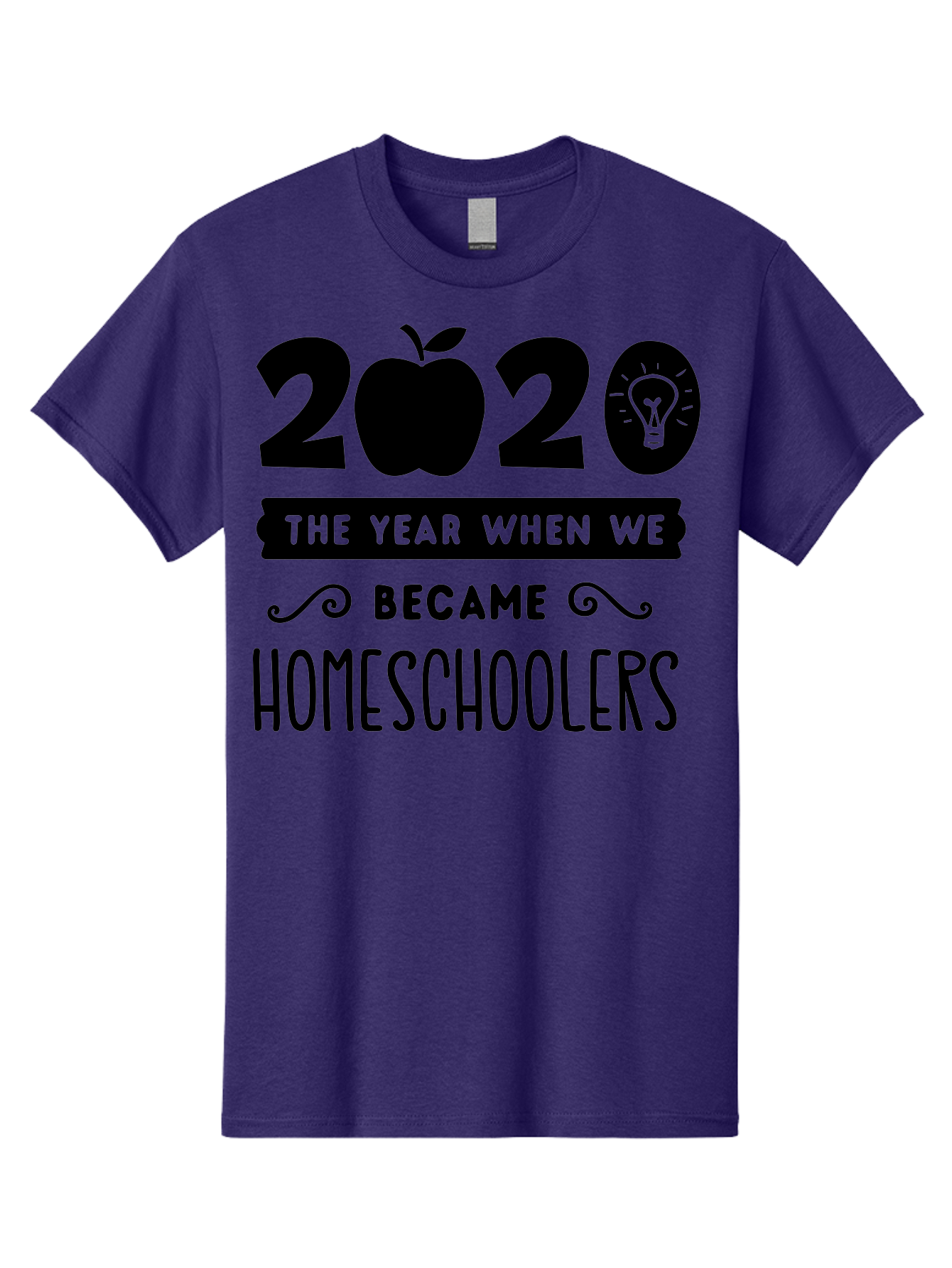 2020-The-Year-When-We-Became-Homeschoolers Men'S Graphic Tee, 100% Cotton, Comfortable Casual Summer Wear, Machine Washable, Homeschooling, Online Learning, Education, 2020, Homeschoolers, Apple, Lightbulb, School Year, Aab312 19