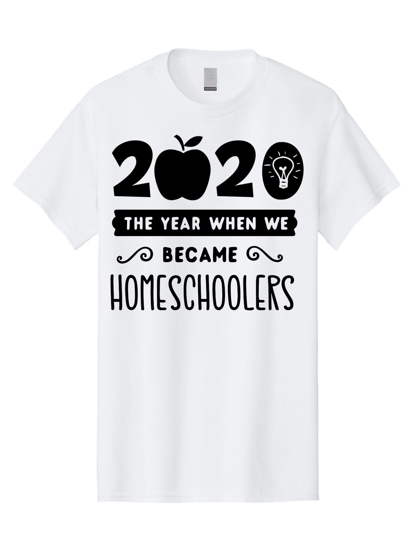 2020-The-Year-When-We-Became-Homeschoolers Men'S Graphic Tee, 100% Cotton, Comfortable Casual Summer Wear, Machine Washable, Homeschooling, Online Learning, Education, 2020, Homeschoolers, Apple, Lightbulb, School Year, Aab312 17