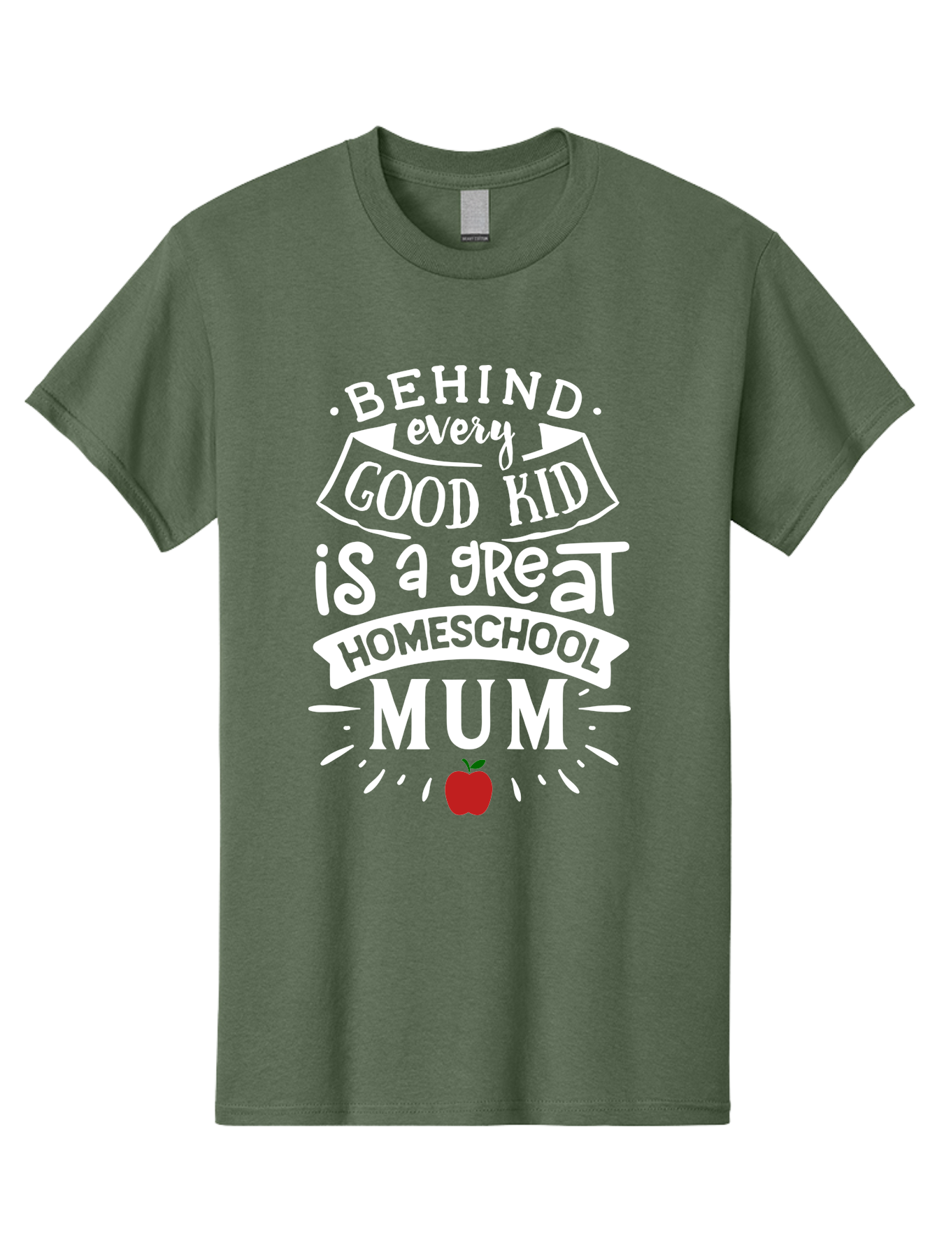 Behind-Every-Good-Kid-Is-A-Great-Homeschool-Mum-2 Men'S Graphic Tee, 100% Cotton, Comfortable Casual Summer Wear, Machine Washable, Homeschooling Mom, Proud Parent, Homeschool Quote, Apple Symbol, Educational Support, Parenting Pride, Aab317 7