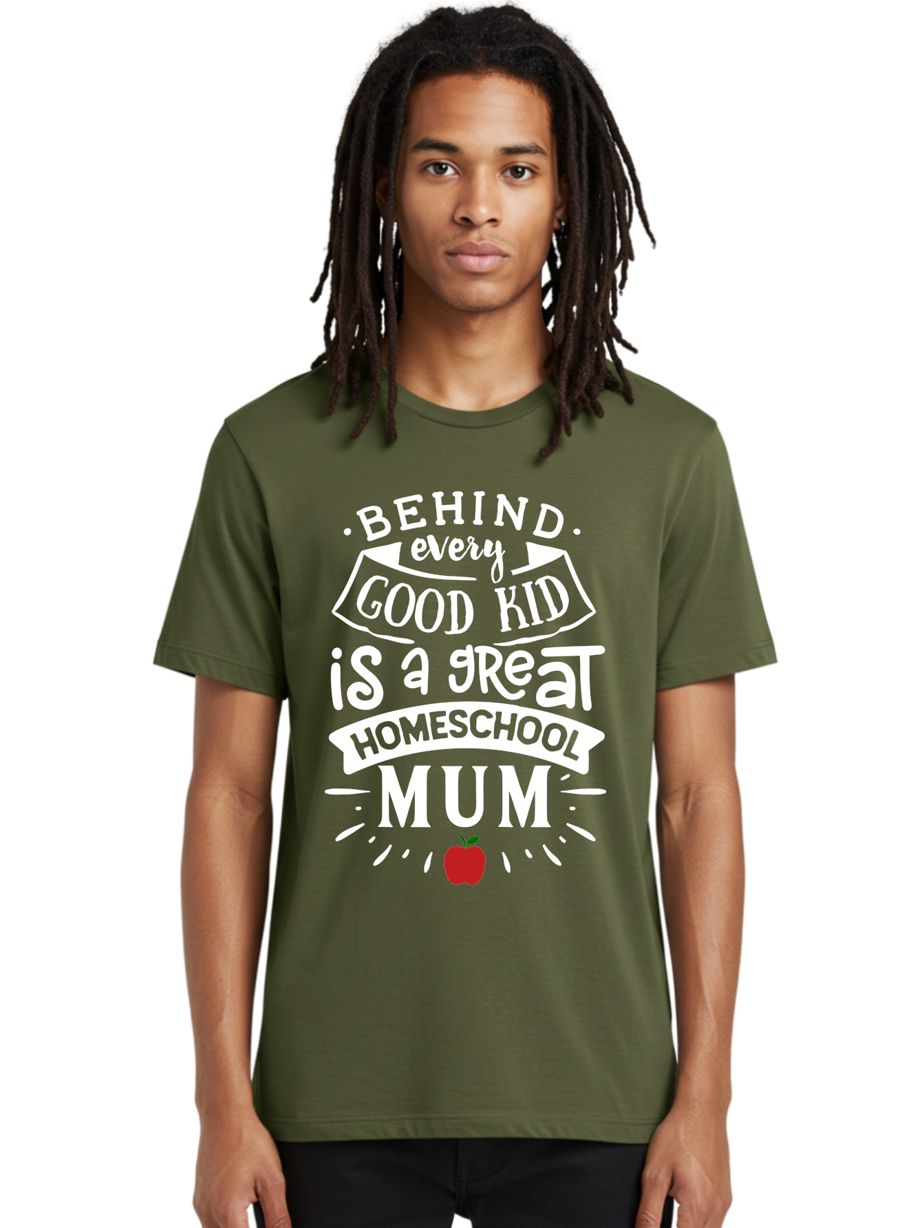 Behind-Every-Good-Kid-Is-A-Great-Homeschool-Mum-2 Men'S Graphic Tee, 100% Cotton, Comfortable Casual Summer Wear, Machine Washable, Homeschooling Mom, Proud Parent, Homeschool Quote, Apple Symbol, Educational Support, Parenting Pride, Aab317 8
