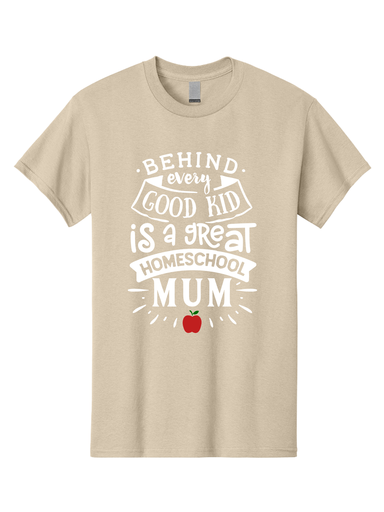 Behind-Every-Good-Kid-Is-A-Great-Homeschool-Mum-2 Men'S Graphic Tee, 100% Cotton, Comfortable Casual Summer Wear, Machine Washable, Homeschooling Mom, Proud Parent, Homeschool Quote, Apple Symbol, Educational Support, Parenting Pride, Aab317 29