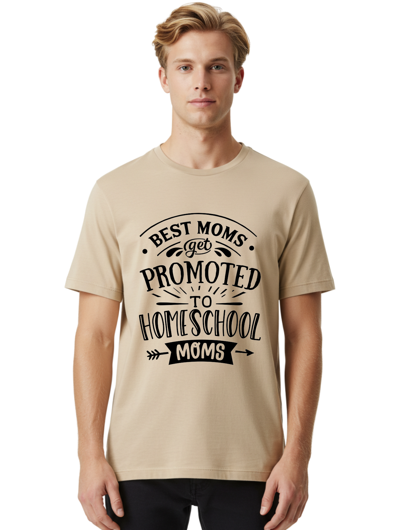 Best-Moms-Get-Promoted-To-Homeschool-Moms-1 Men'S Graphic Tee, 100% Cotton, Comfortable Casual Summer Wear, Machine Washable, Homeschool Mom, Best Mom, Parenting Humor, Educational Mom, Homeschooling Mom, Mother'S Day Gift, Mom'S Promotion, Aab320 26