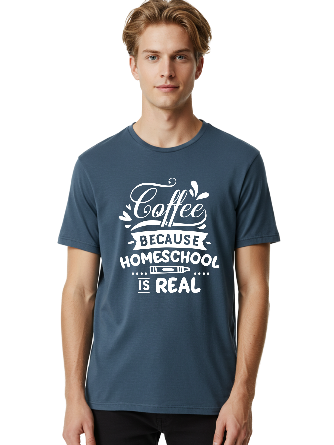 Coffee-Because-Homeschool-Is-Real-1 Men'S Graphic Tee, 100% Cotton, Comfortable Casual Summer Wear, Machine Washable, Homeschooling, Coffee Humor, Parenting Joke, Educational Quote, Teacher Humor, Coffee Lover, Homeschool Mom, Funny Saying Aab324 2