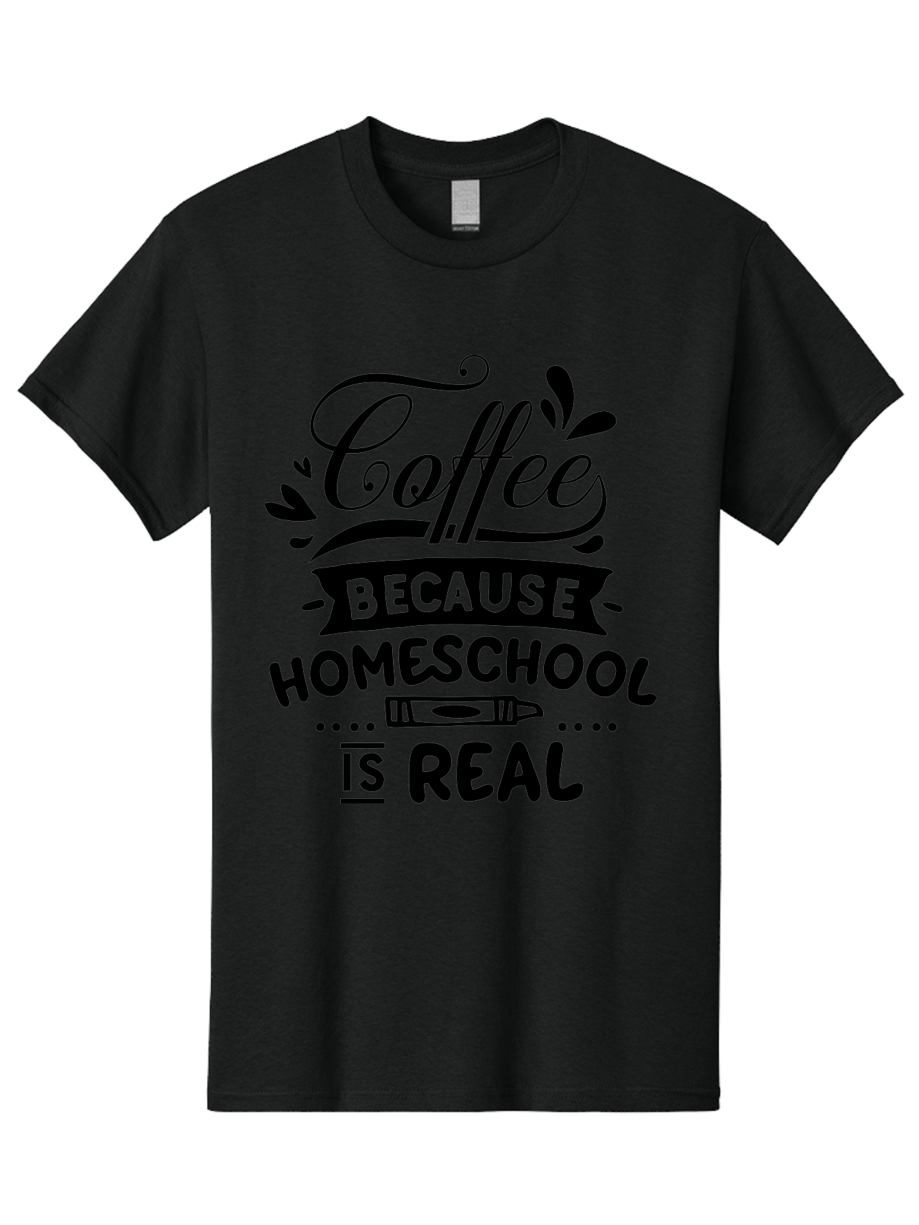 Coffee-Because-Homeschool-Is-Real Men'S Graphic Tee, 100% Cotton, Comfortable Casual Summer Wear, Machine Washable, Homeschooling Humor, Coffee Humor, Funny Quote, Homeschool Mom Quote, Coffee Lover Gift, Teacher Gift, Classroom Humor, Aab325 5