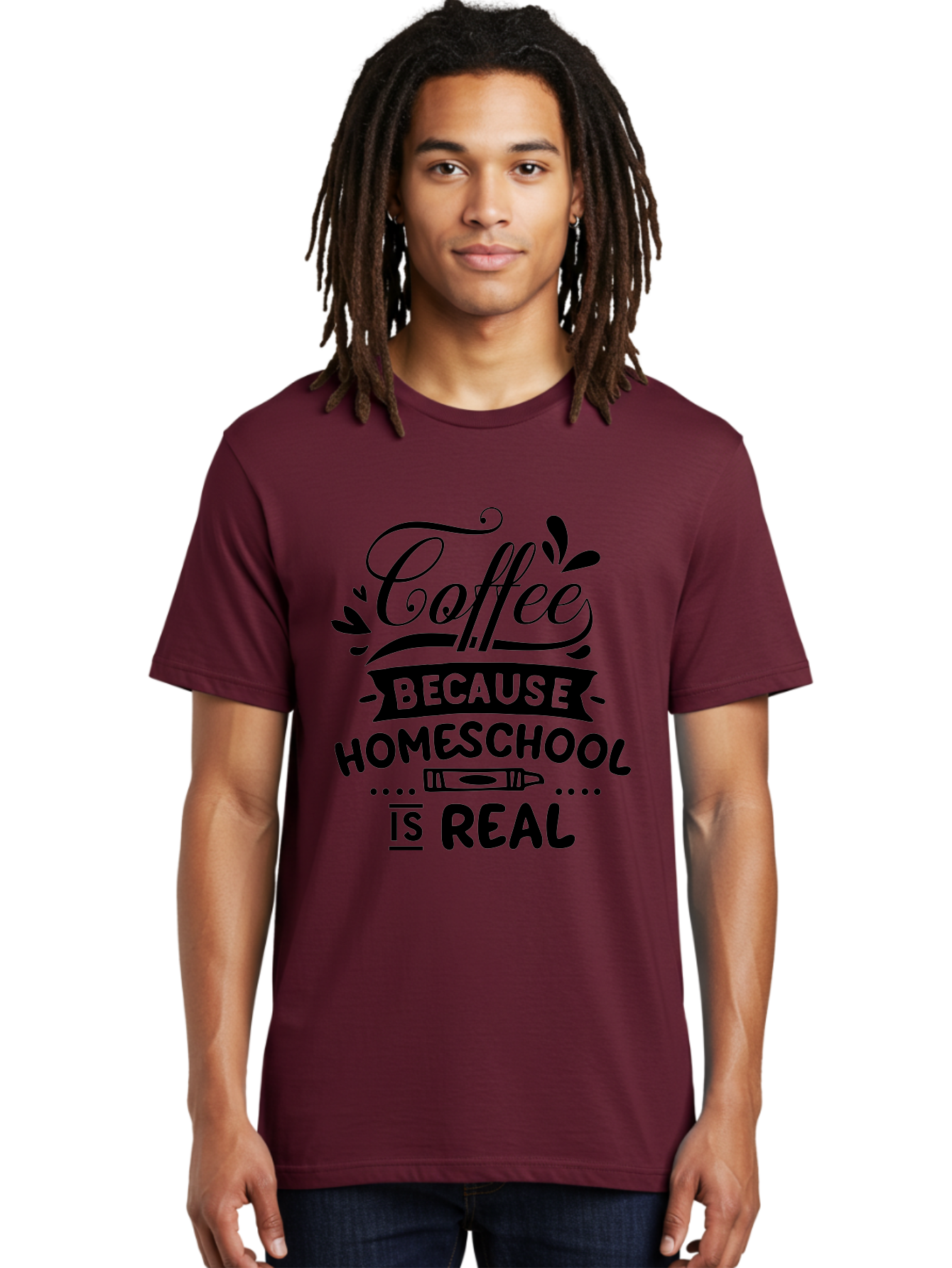 Coffee-Because-Homeschool-Is-Real Men'S Graphic Tee, 100% Cotton, Comfortable Casual Summer Wear, Machine Washable, Homeschooling Humor, Coffee Humor, Funny Quote, Homeschool Mom Quote, Coffee Lover Gift, Teacher Gift, Classroom Humor, Aab325 20