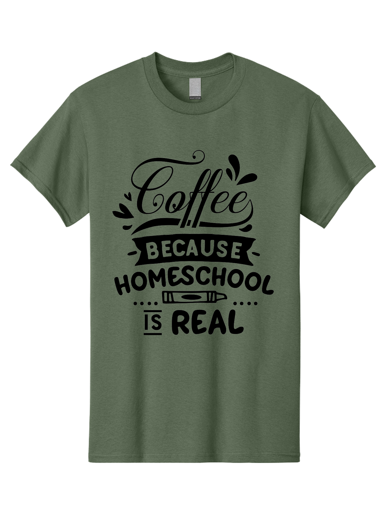 Coffee-Because-Homeschool-Is-Real Men'S Graphic Tee, 100% Cotton, Comfortable Casual Summer Wear, Machine Washable, Homeschooling Humor, Coffee Humor, Funny Quote, Homeschool Mom Quote, Coffee Lover Gift, Teacher Gift, Classroom Humor, Aab325 25