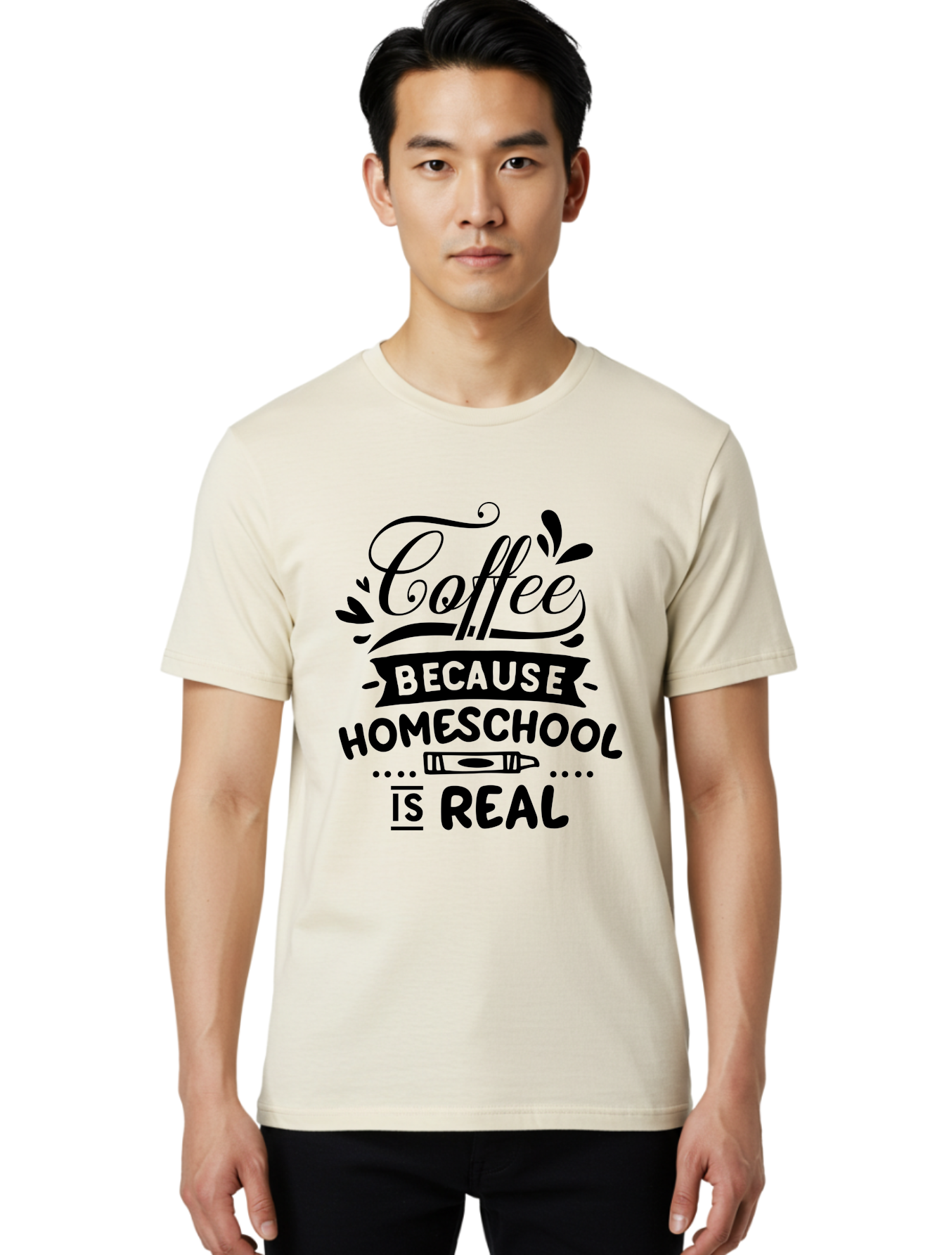 Coffee-Because-Homeschool-Is-Real Men'S Graphic Tee, 100% Cotton, Comfortable Casual Summer Wear, Machine Washable, Homeschooling Humor, Coffee Humor, Funny Quote, Homeschool Mom Quote, Coffee Lover Gift, Teacher Gift, Classroom Humor, Aab325 12