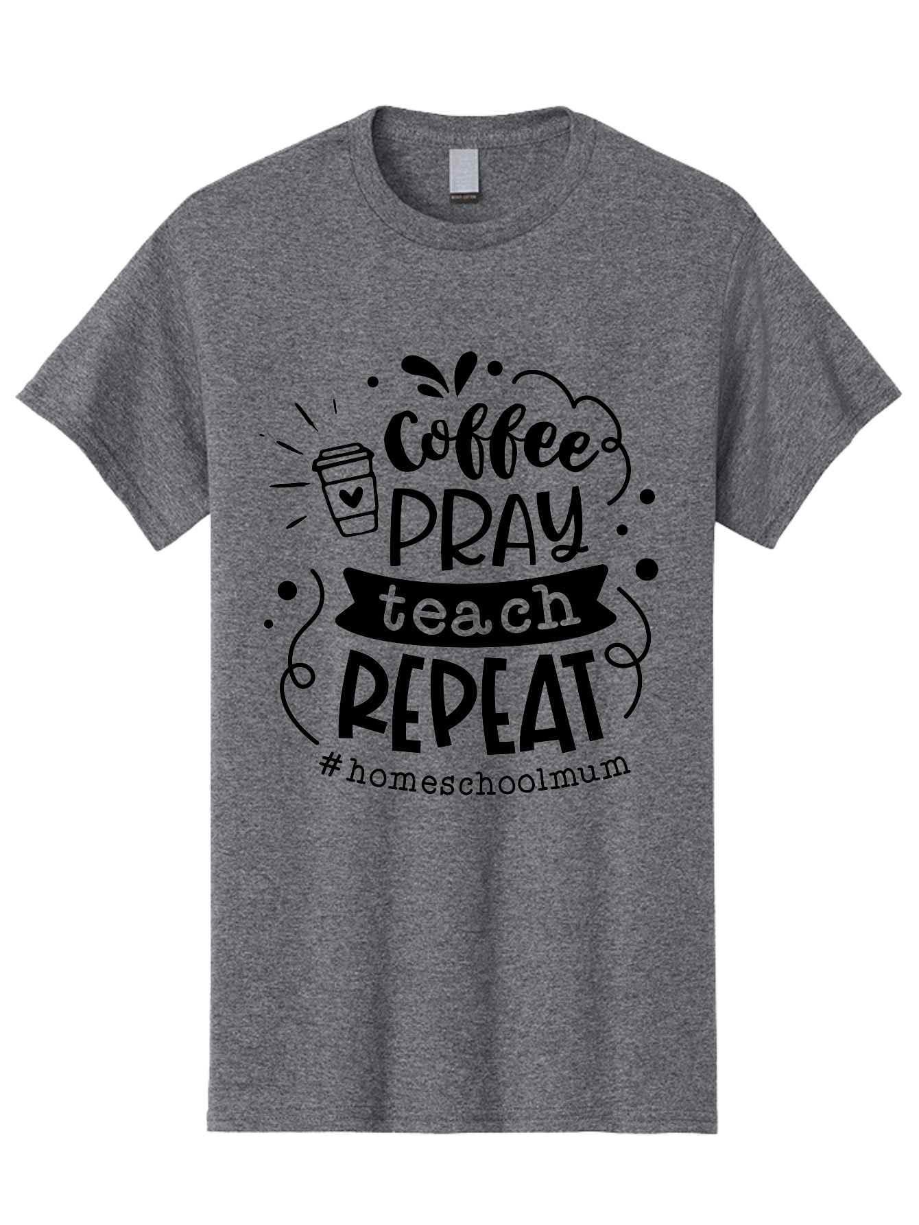 Coffee-Pray-Teach-Repeat-2 Men'S Graphic Tee, 100% Cotton, Comfortable Casual Summer Wear, Machine Washable, Homeschool Mom, Inspirational Quote, Coffee Lover, Teaching Quote, Homeschooling, Parenting, Motivational Phrase, Coffee Cup Aab327 7