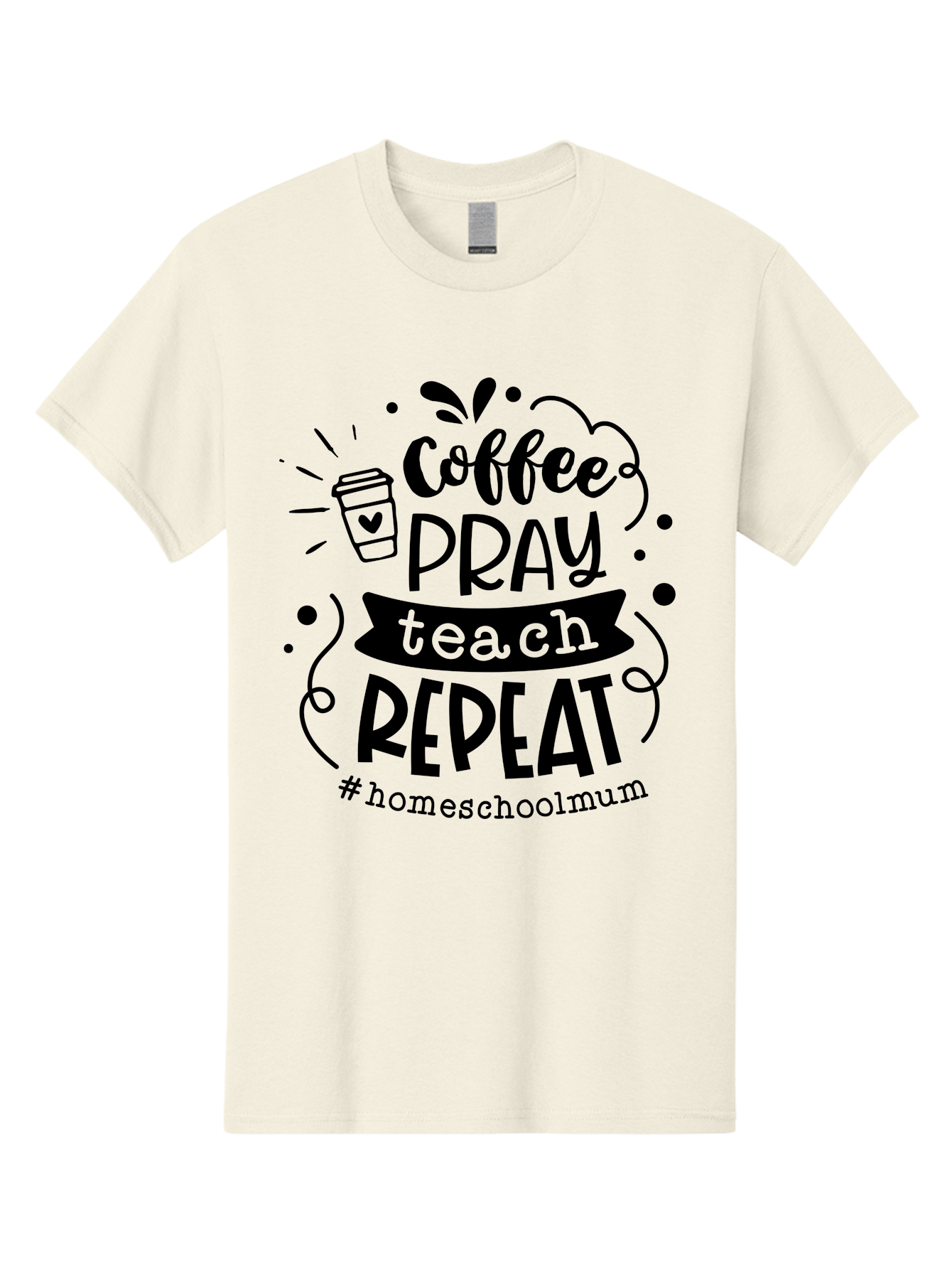 Coffee-Pray-Teach-Repeat-2 Men'S Graphic Tee, 100% Cotton, Comfortable Casual Summer Wear, Machine Washable, Homeschool Mom, Inspirational Quote, Coffee Lover, Teaching Quote, Homeschooling, Parenting, Motivational Phrase, Coffee Cup Aab327 19