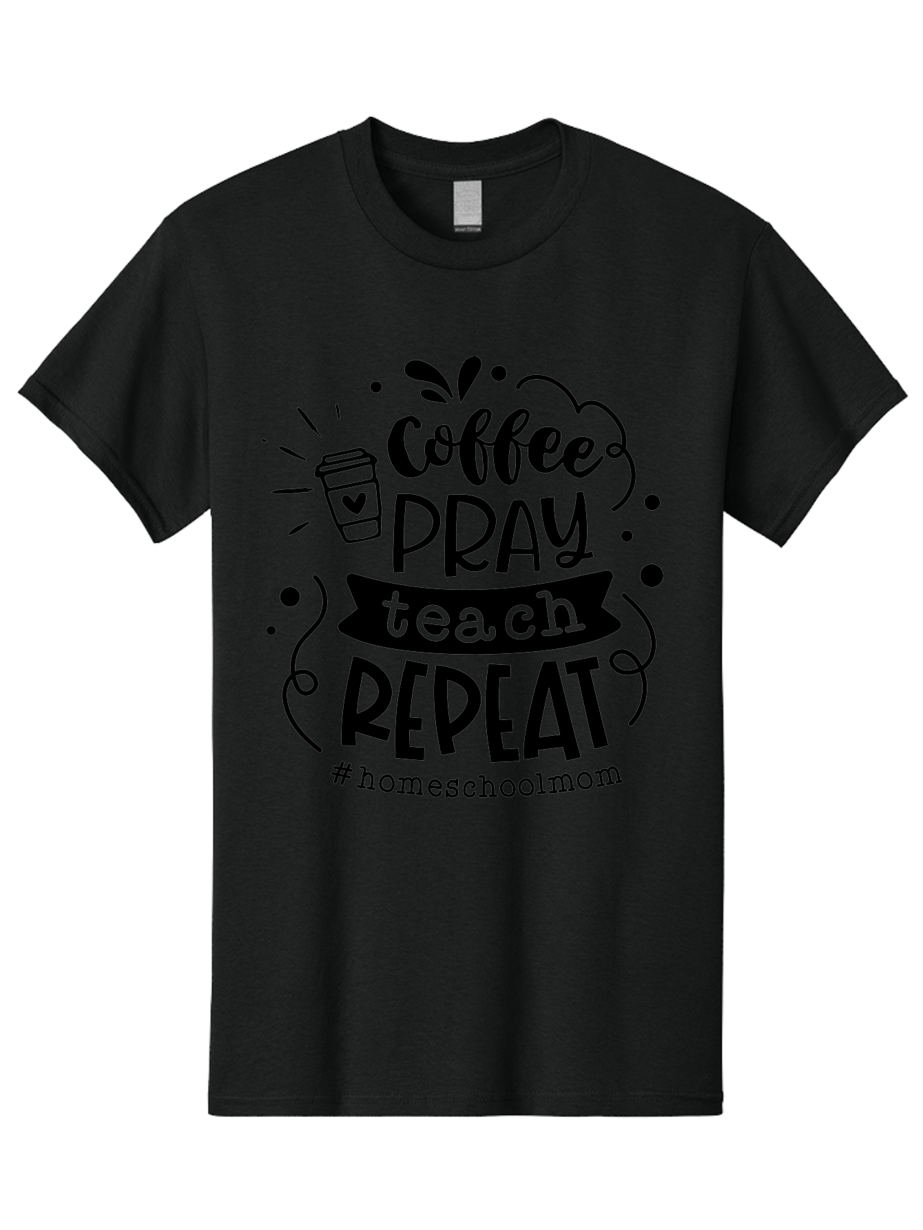 Coffee-Pray-Teach-Repeat-3 Men'S Graphic Tee, 100% Cotton, Comfortable Casual Summer Wear, Machine Washable, Homeschool Mom Quote, Inspirational Quote, Teacher Humor, Coffee Lover, Teaching Mantra, Homeschooling, Education, Motivational Quote, Aab328 21
