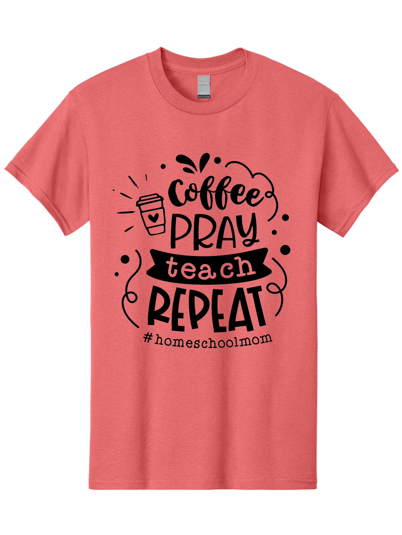 Coffee-Pray-Teach-Repeat-3 Men'S Graphic Tee, 100% Cotton, Comfortable Casual Summer Wear, Machine Washable, Homeschool Mom Quote, Inspirational Quote, Teacher Humor, Coffee Lover, Teaching Mantra, Homeschooling, Education, Motivational Quote, Aab328 15