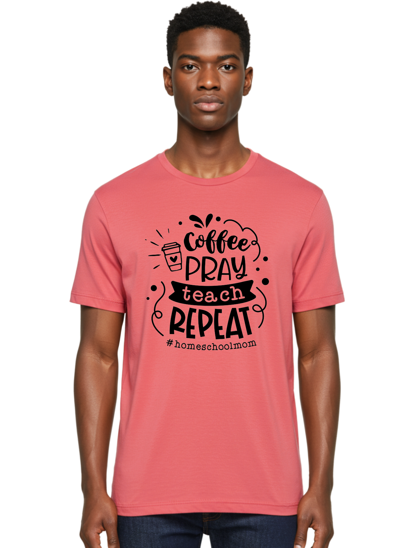 Coffee-Pray-Teach-Repeat-3 Men'S Graphic Tee, 100% Cotton, Comfortable Casual Summer Wear, Machine Washable, Homeschool Mom Quote, Inspirational Quote, Teacher Humor, Coffee Lover, Teaching Mantra, Homeschooling, Education, Motivational Quote, Aab328 16