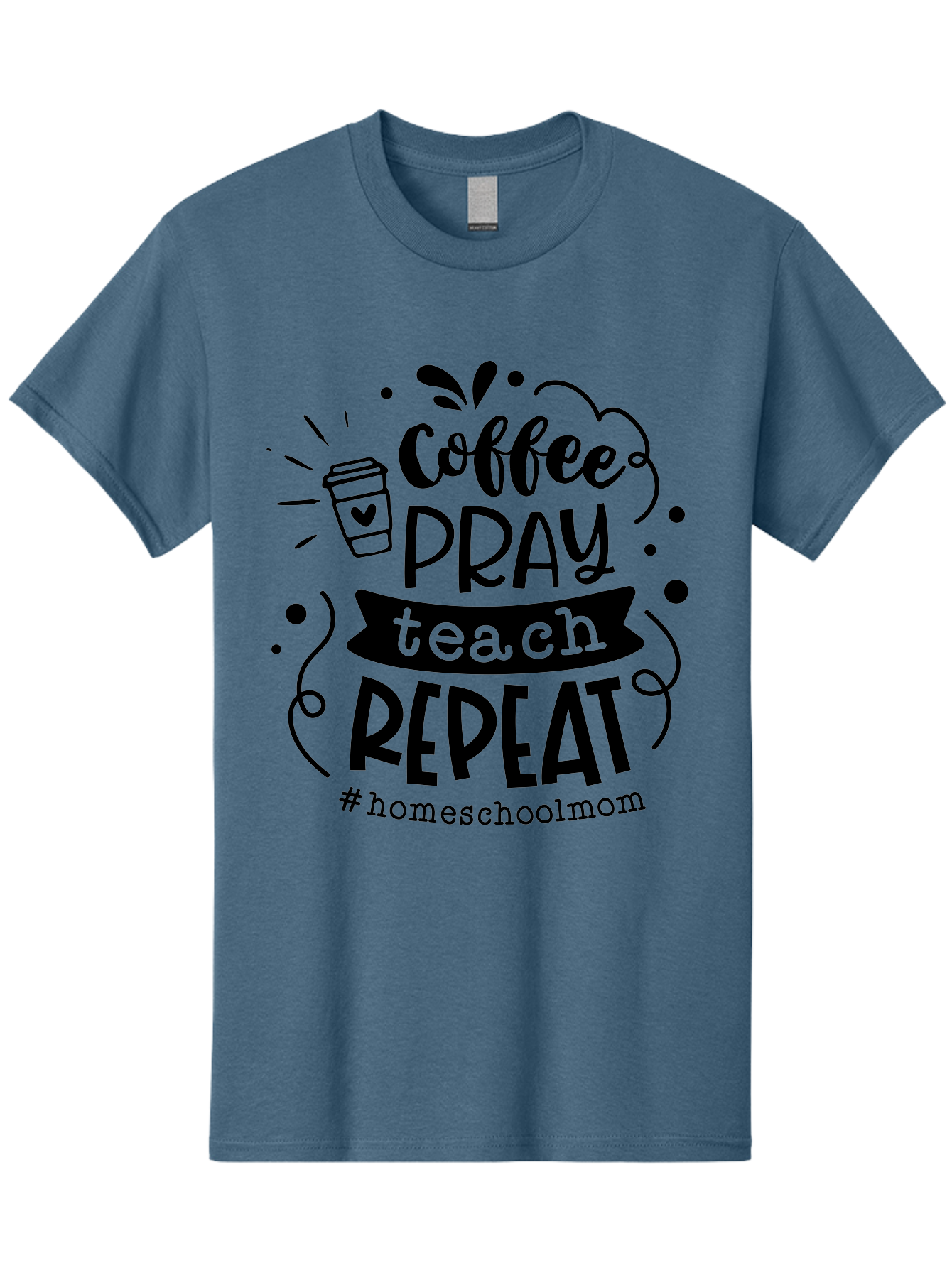 Coffee-Pray-Teach-Repeat-3 Men'S Graphic Tee, 100% Cotton, Comfortable Casual Summer Wear, Machine Washable, Homeschool Mom Quote, Inspirational Quote, Teacher Humor, Coffee Lover, Teaching Mantra, Homeschooling, Education, Motivational Quote, Aab328 27